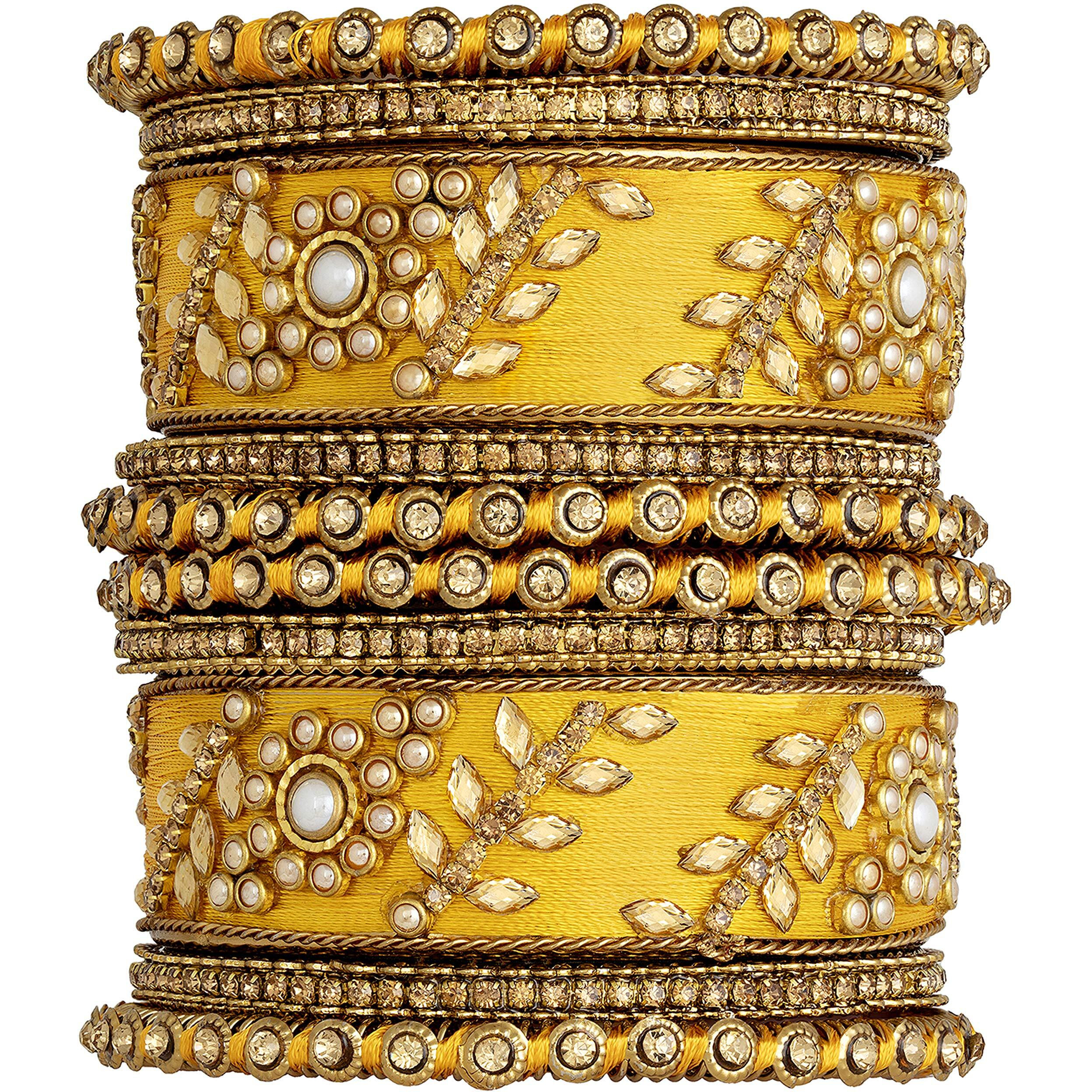Peora Gold-Plated Bangles set for Women & Girls (Yellow 150 gms)