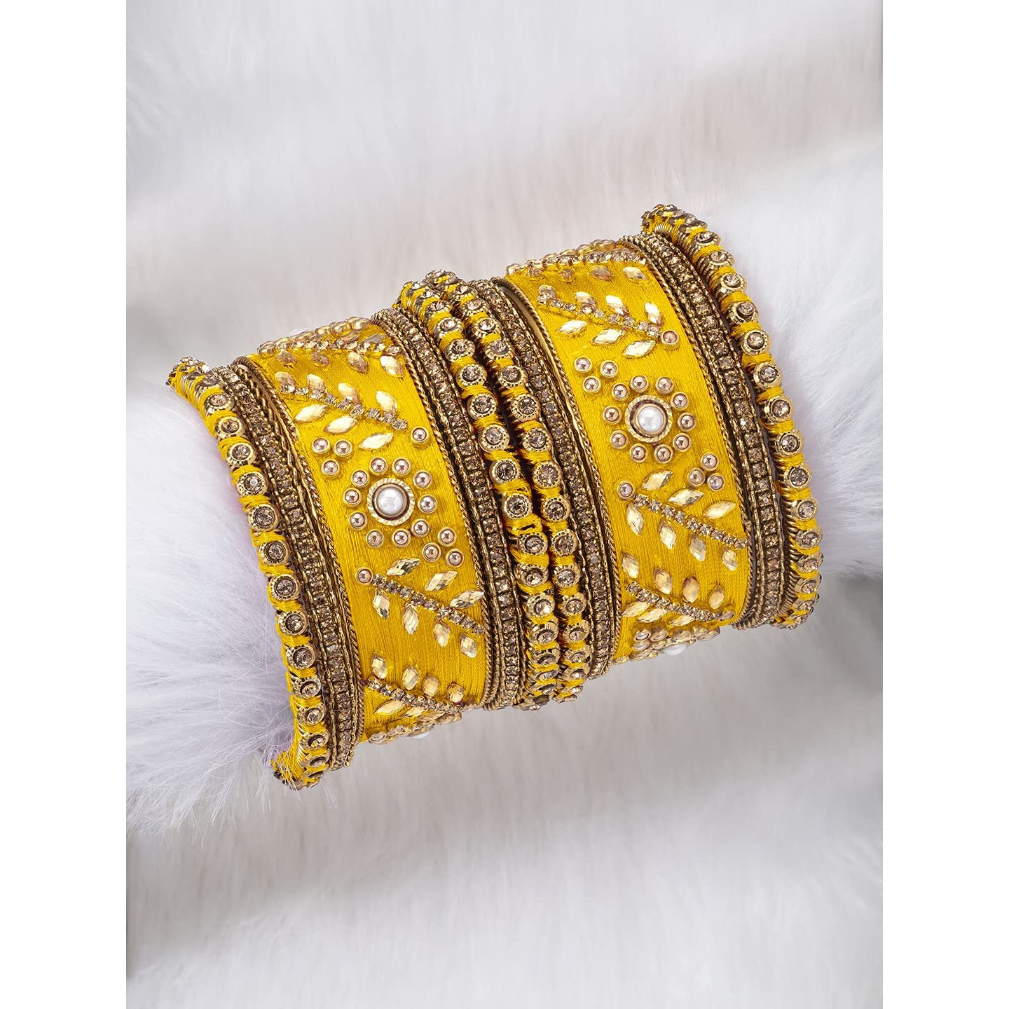 Peora Gold-Plated Bangles set for Women & Girls (Yellow 150 gms)