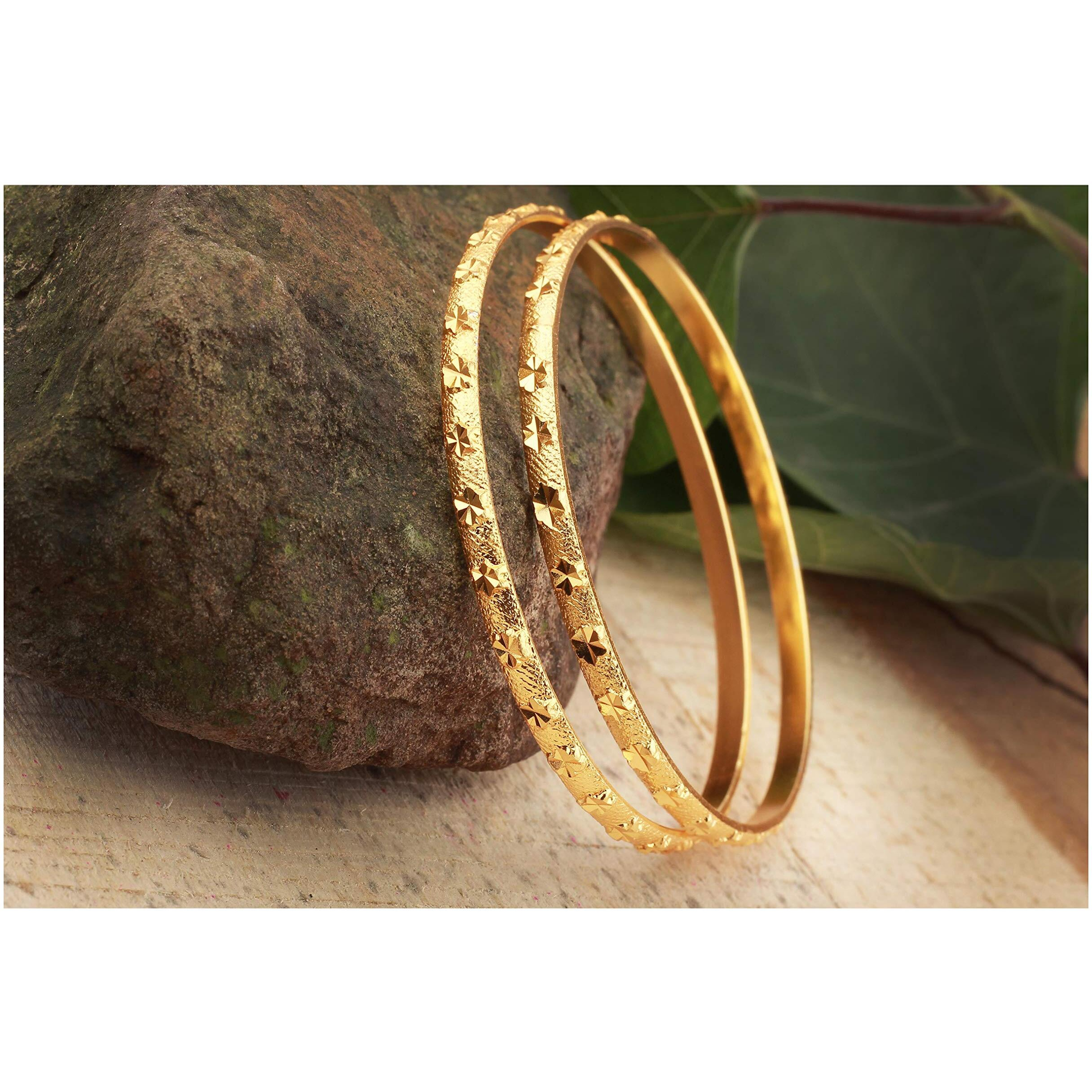 JFL - Jewellery For Less Jewellery for Less Golden Gold-Plated Bangle Set for Women,Valentine