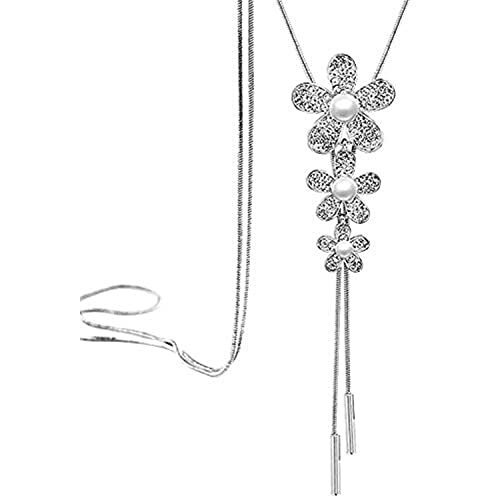 Shining Diva Fashion Jewellery Stylish Pendants for Girls with Long Chain Pendent Party Necklace For Women & Girls(Silver)(9269np)