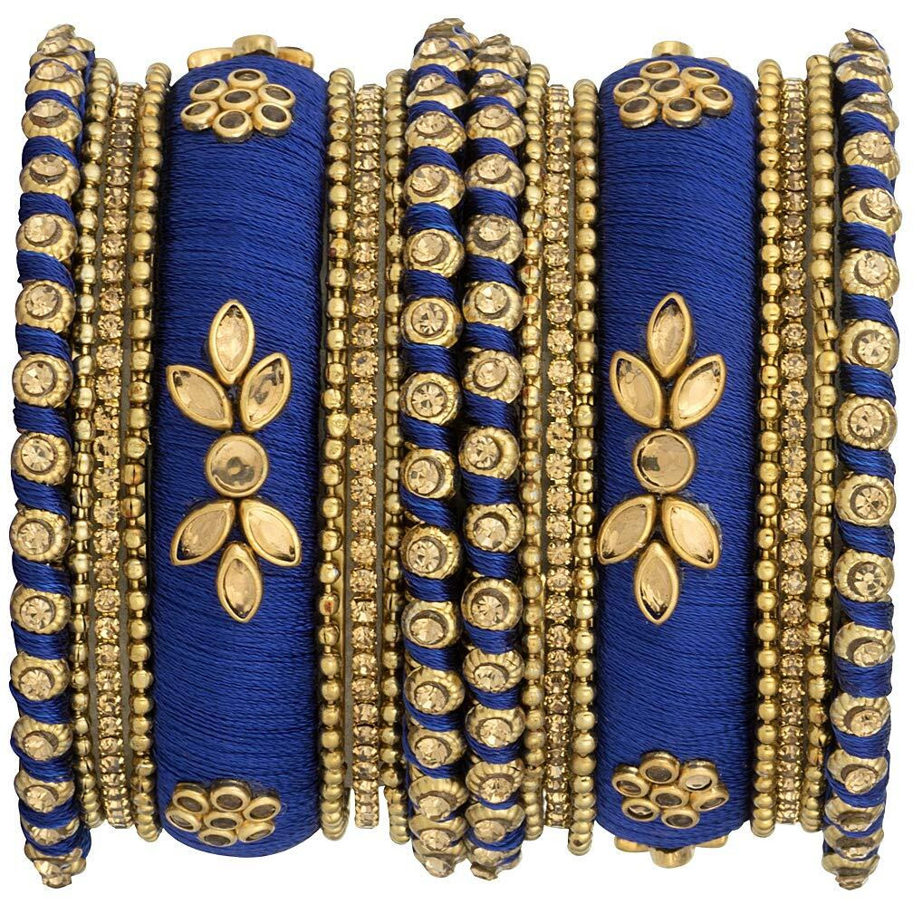 Peora Gold Plated Brass & Kundan Bangles Set for Women (Red)