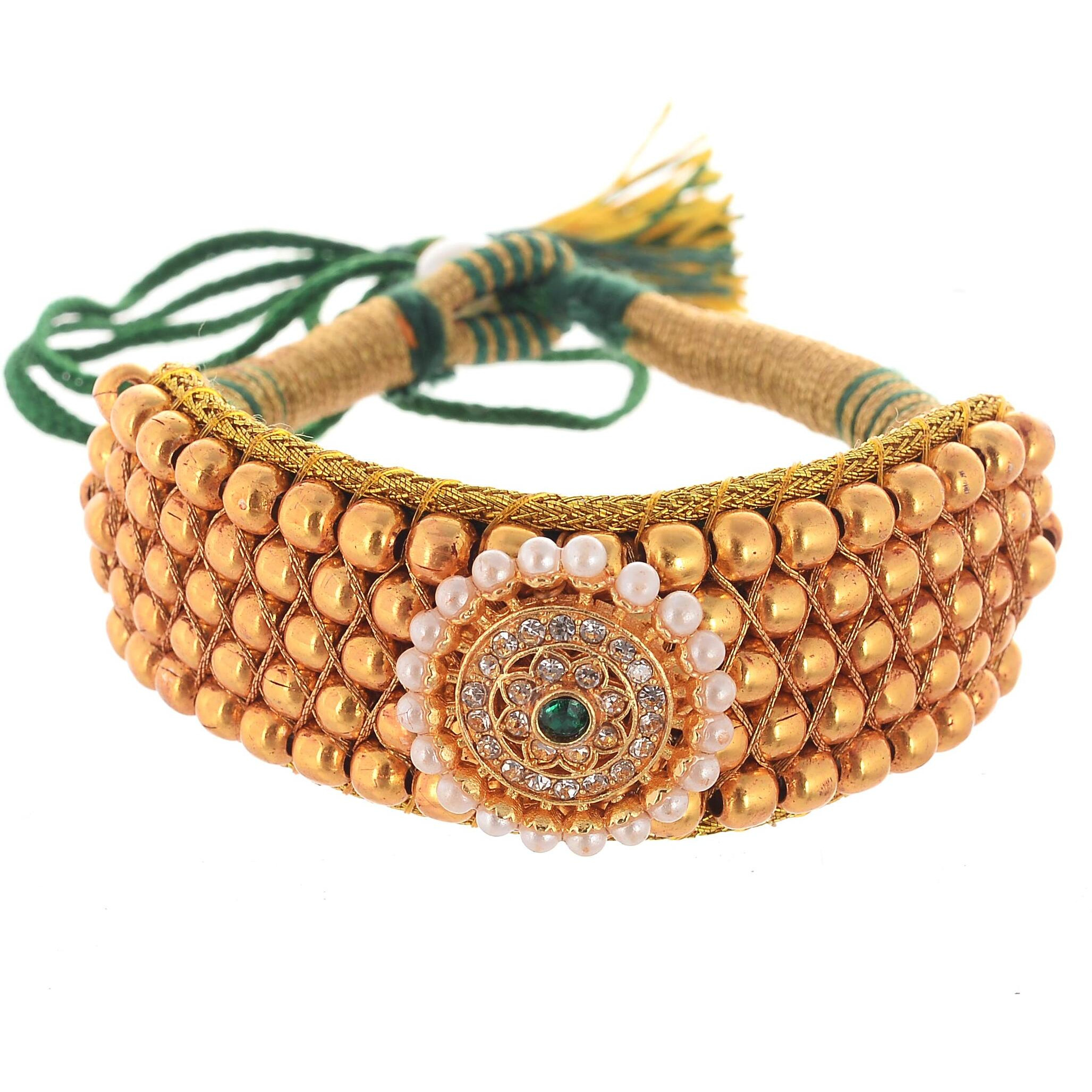 Handicraft Kottage Womens Traditional Gold Plated Royal Rajasthani Look Pochi Armlet Kada | Bajuband Armlet | Bangles Set for Girls and Women