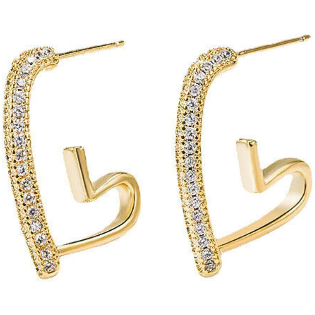 BLACKBOX Golden color Heart shape stud korean Earrings for Women & Girls | Stylish & Fashionable Earring for Girlfriend | Accessories Jewellery for Women | Best Gift for Birthday & Anniversary