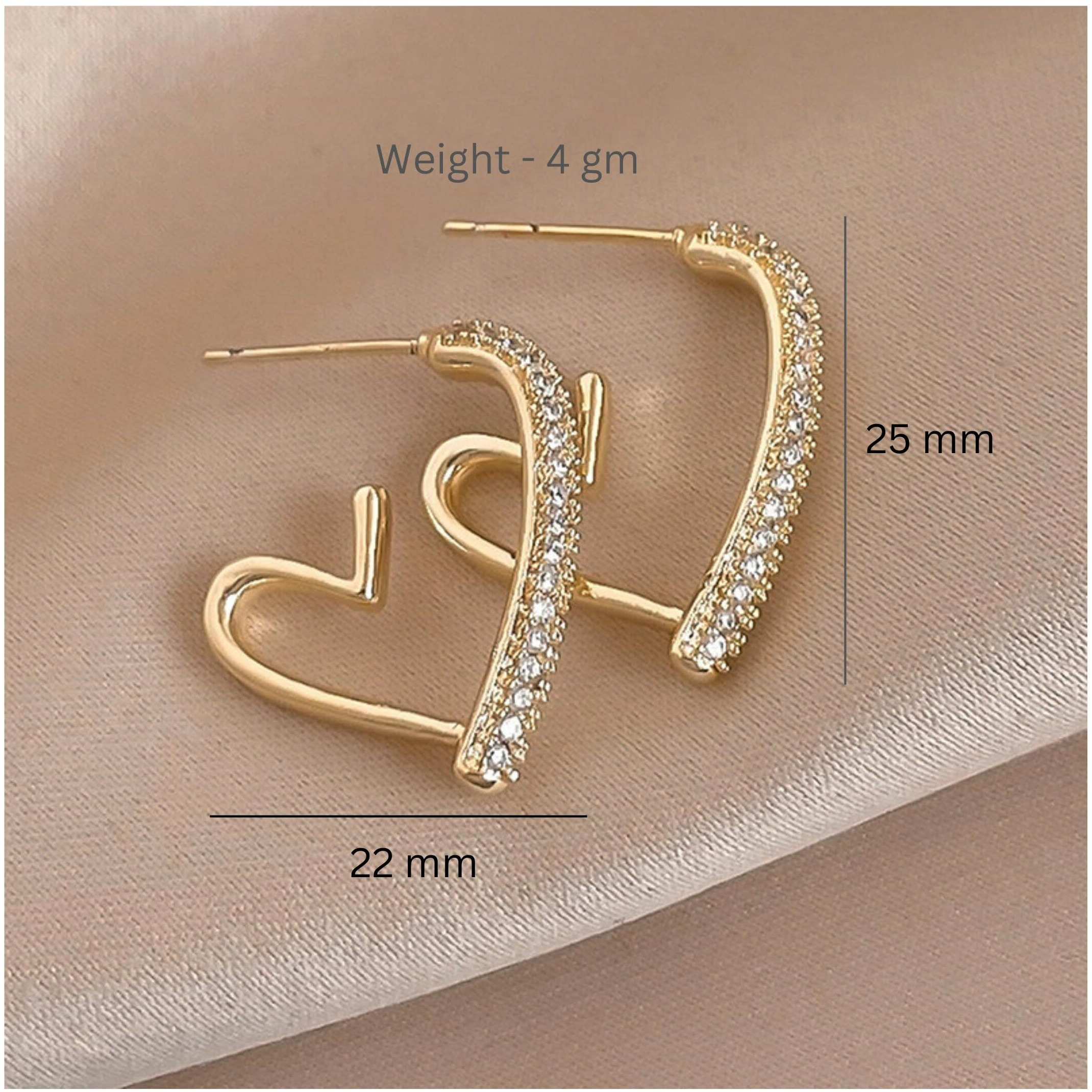 BLACKBOX Golden color Heart shape stud korean Earrings for Women & Girls | Stylish & Fashionable Earring for Girlfriend | Accessories Jewellery for Women | Best Gift for Birthday & Anniversary