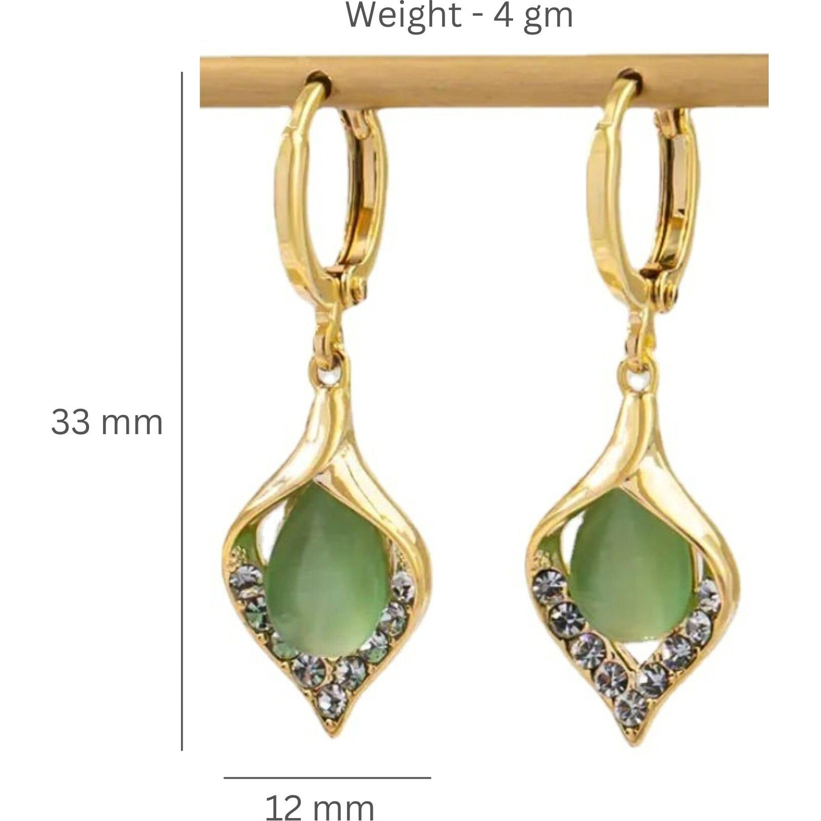 BLACKBOX Green Color Water Drop Opal korean Earrings for Women & Girls | Stylish & Fashionable Earring for Girlfriend | Accessories Jewellery for Women | Best Gift for Birthday, Anniversary & Wedding