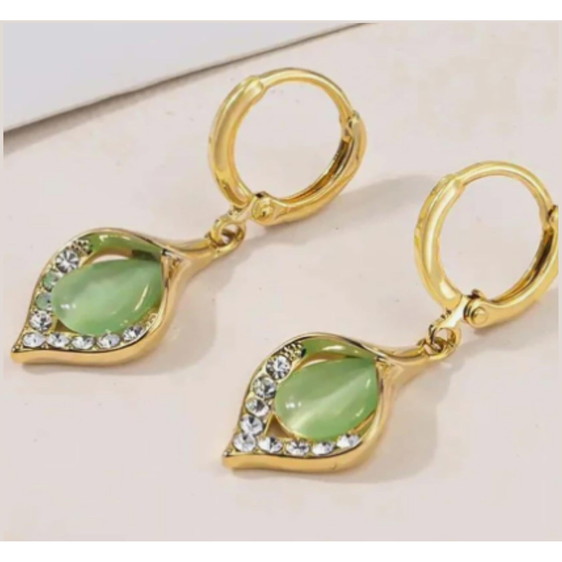 BLACKBOX Green Color Water Drop Opal korean Earrings for Women & Girls | Stylish & Fashionable Earring for Girlfriend | Accessories Jewellery for Women | Best Gift for Birthday, Anniversary & Wedding