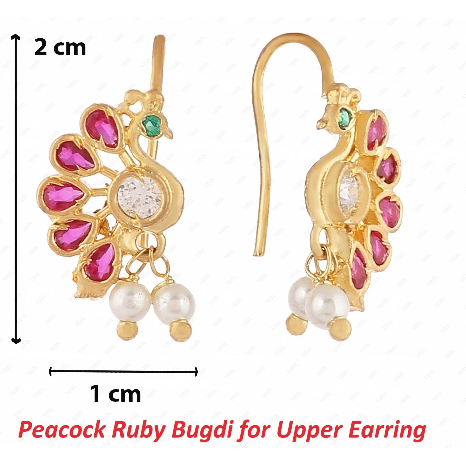 Vama Fashions Half Moon Or Peacock Shape Maharashtrian Traditional Press on Bugadi Upper Ear Clip on Earrings For Women & Girls (pressing earrings)