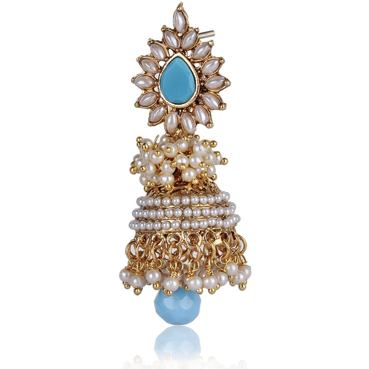 Shining Diva Fashion Shining Diva Blue Pearl Jhumka Earrings For Women (Rrsd6581Er)