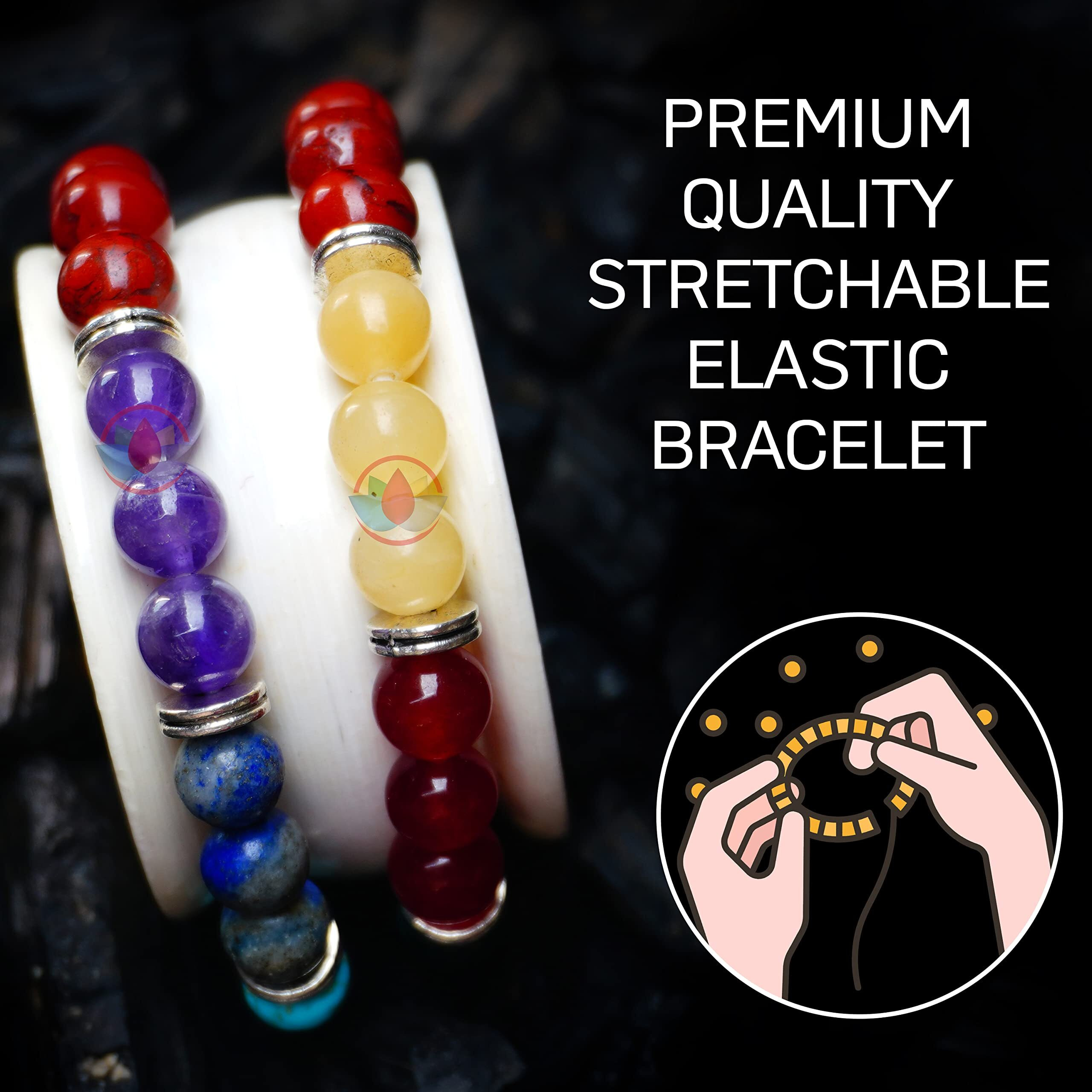 REMEDYWALA Charged Energized Certified Seven Chakra Bracelet For Reiki, Balance Chakra, Positive Energy, Healing | Seven Chakra Stone| 8mm Bracelet for Men and Women