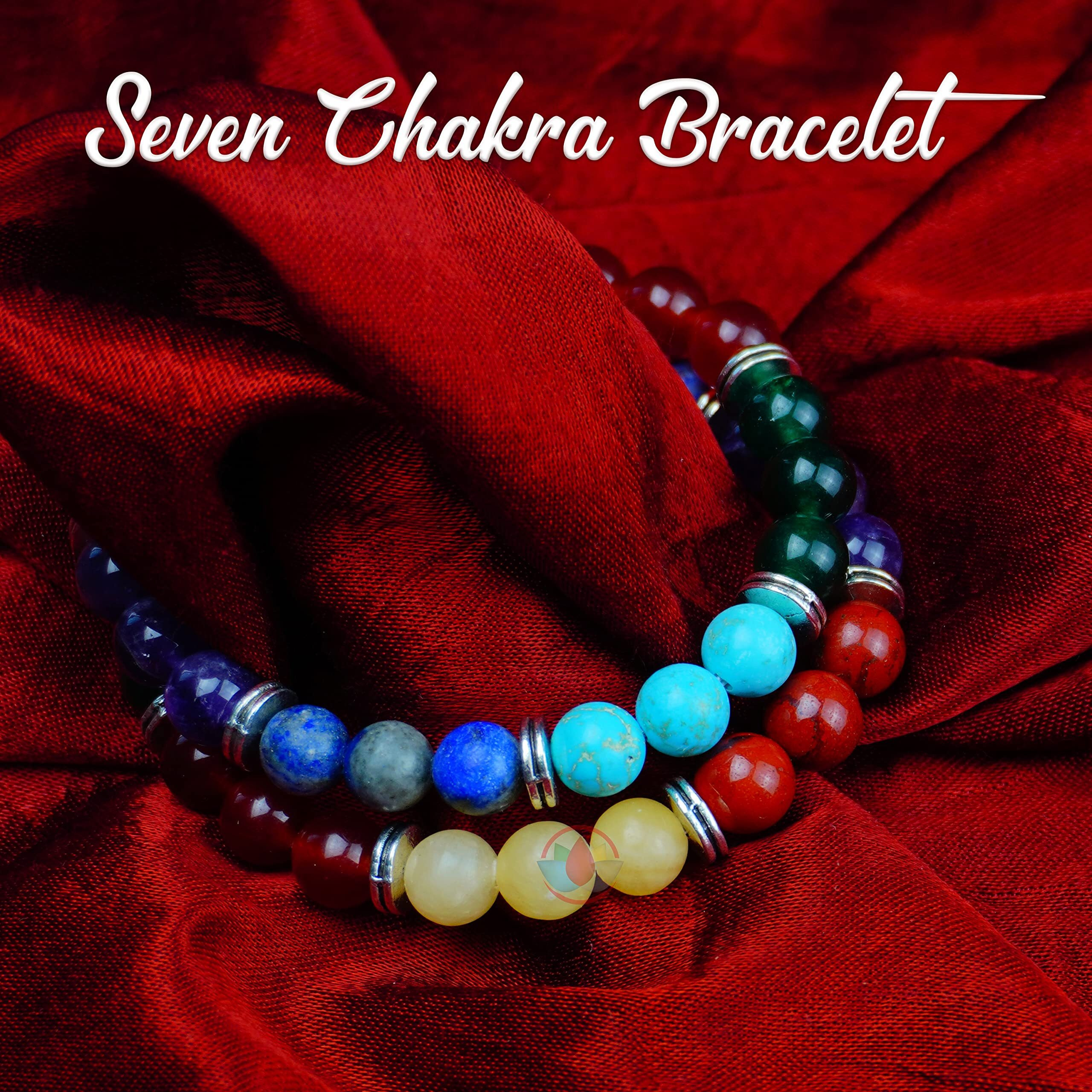 REMEDYWALA Charged Energized Certified Seven Chakra Bracelet For Reiki, Balance Chakra, Positive Energy, Healing | Seven Chakra Stone| 8mm Bracelet for Men and Women