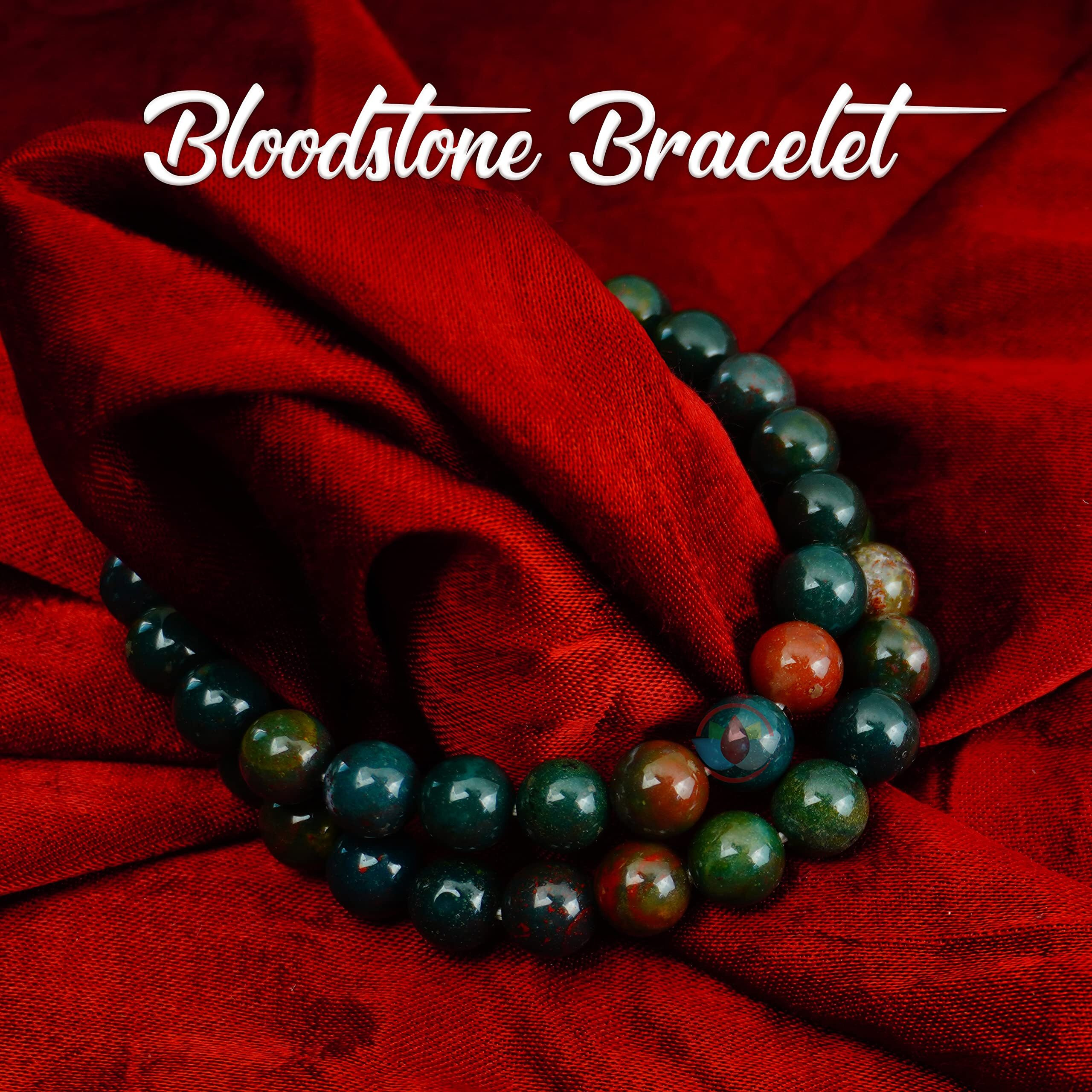 REMEDYWALA Charged Energized Certified Bloodstone Bracelet For Reiki, Balance Chakra, Positive Energy, Healing | Bloodstone Bracelet 8 mm | 8mm Bracelet for Men and Women
