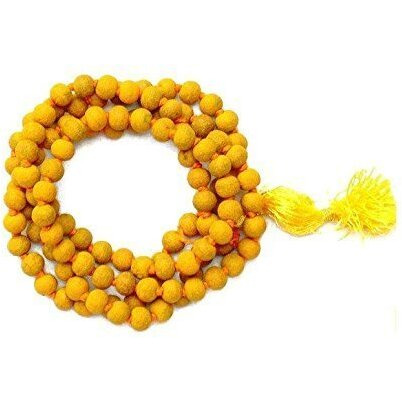 Ashani Creation Natural Haldi Mala | Original Turmeric mala |   | Baglamukhi mala Sadhna siddhi Jaap | jupitor jaapa | 108 +1 with Gaumukhi Jaap Bag(haldi mala+gomukhi)