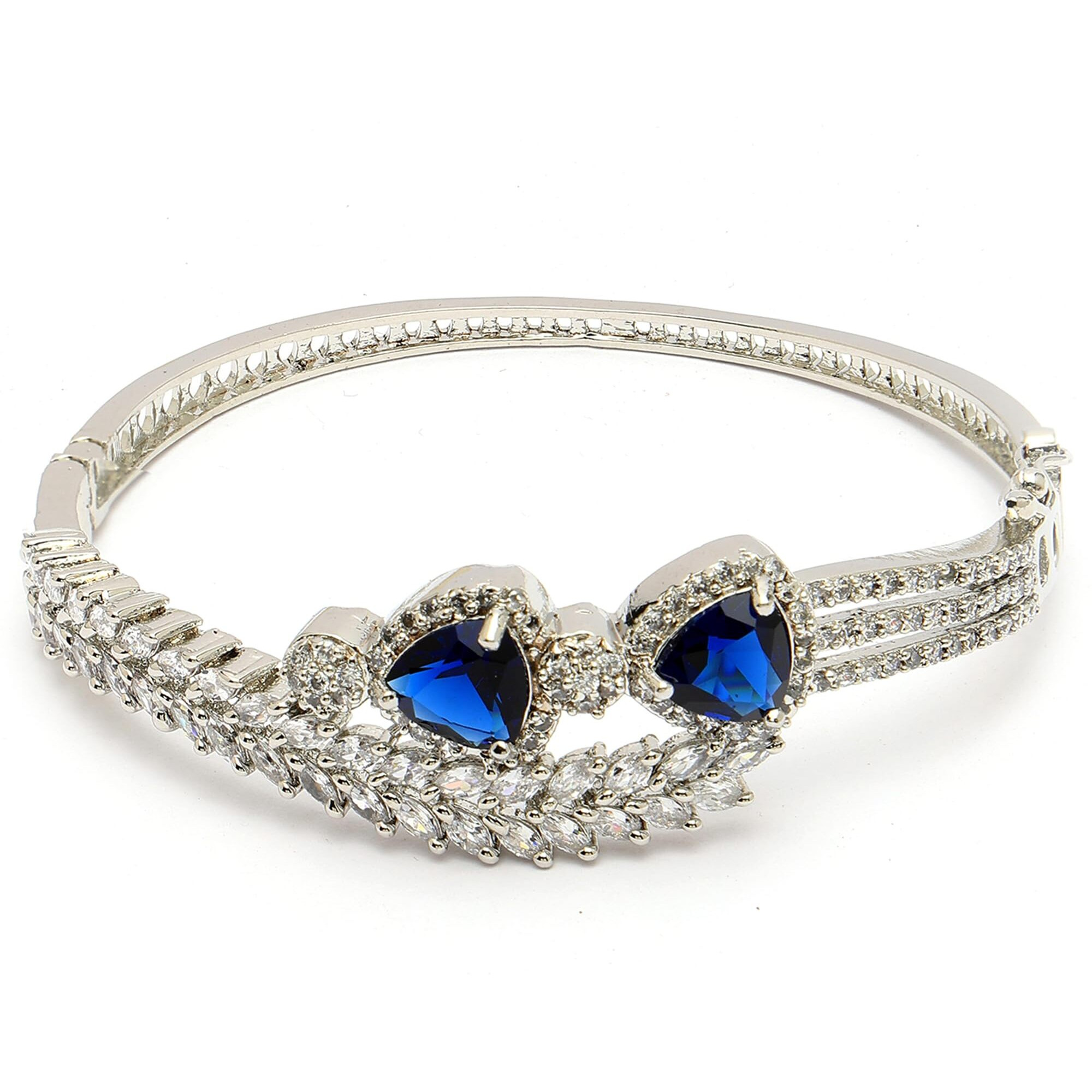 ZENEME Bracelet American Diamond Studded Artistically Designed Celebrity Inspired American Diamond Bracelet Jewellery For Girl and Women (Design_16)