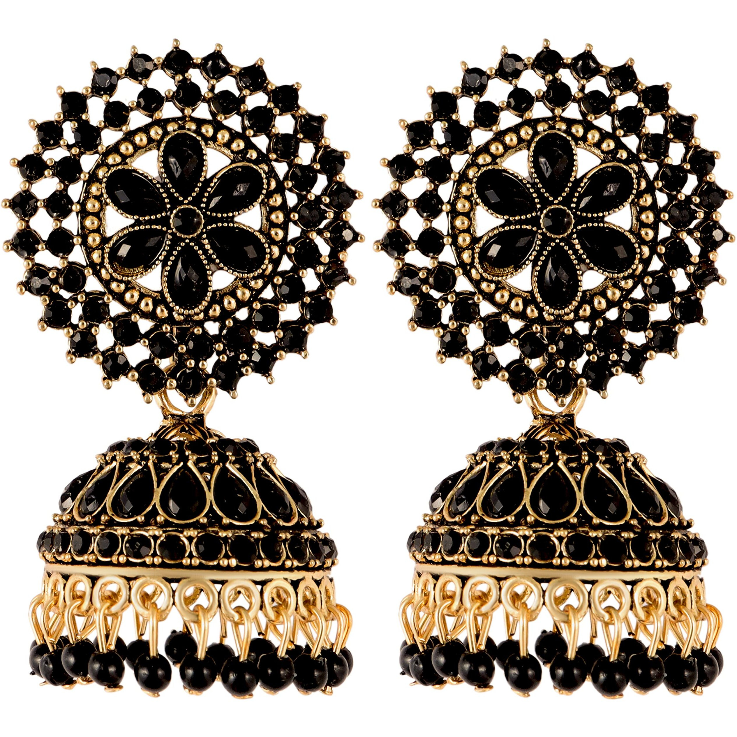 Fashion Frill Tantalizing Cz & Pearl Gold Plated Jhumka Earrings For Girls Women Stylish Latest Fancy Earrings