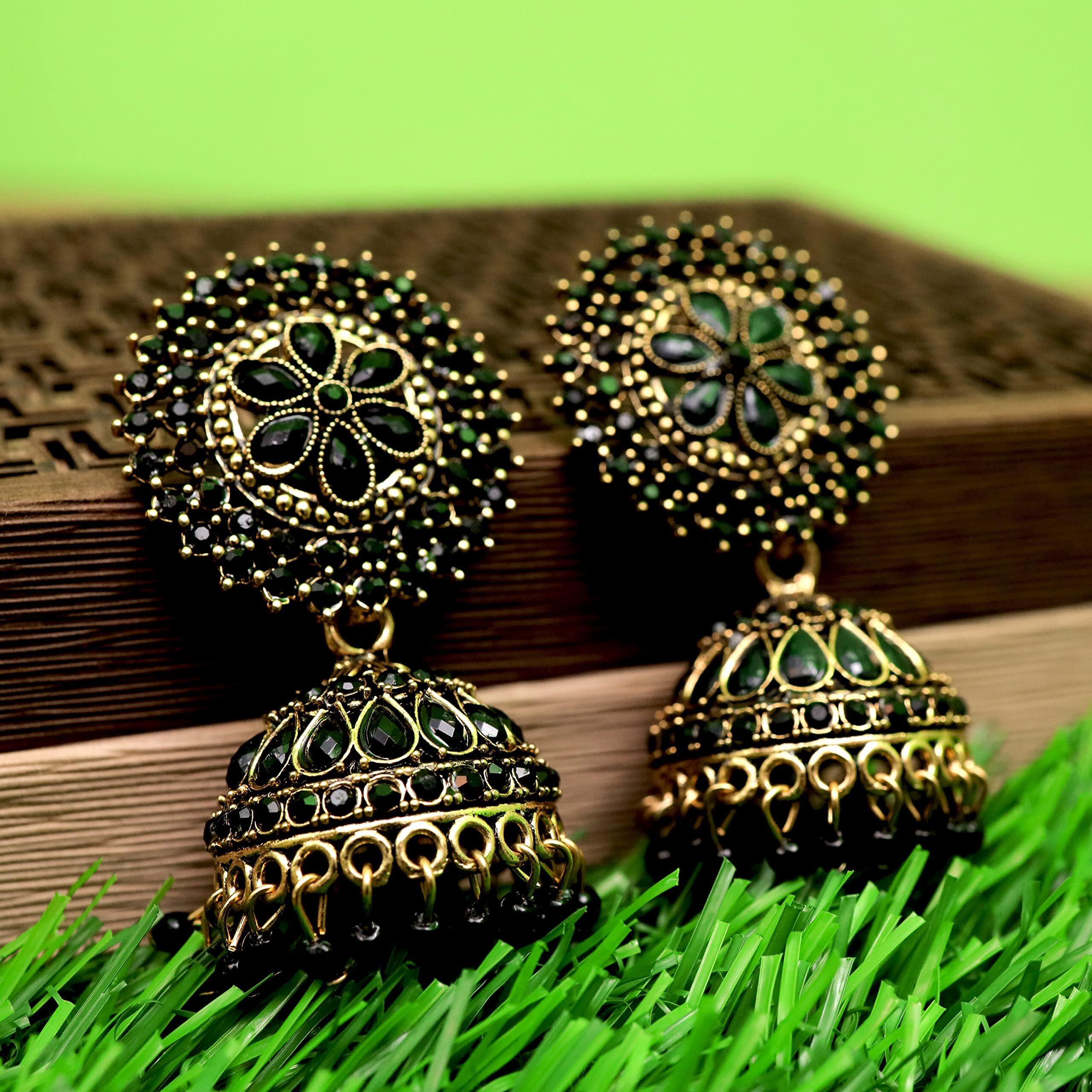 Fashion Frill Tantalizing Cz & Pearl Gold Plated Jhumka Earrings For Girls Women Stylish Latest Fancy Earrings