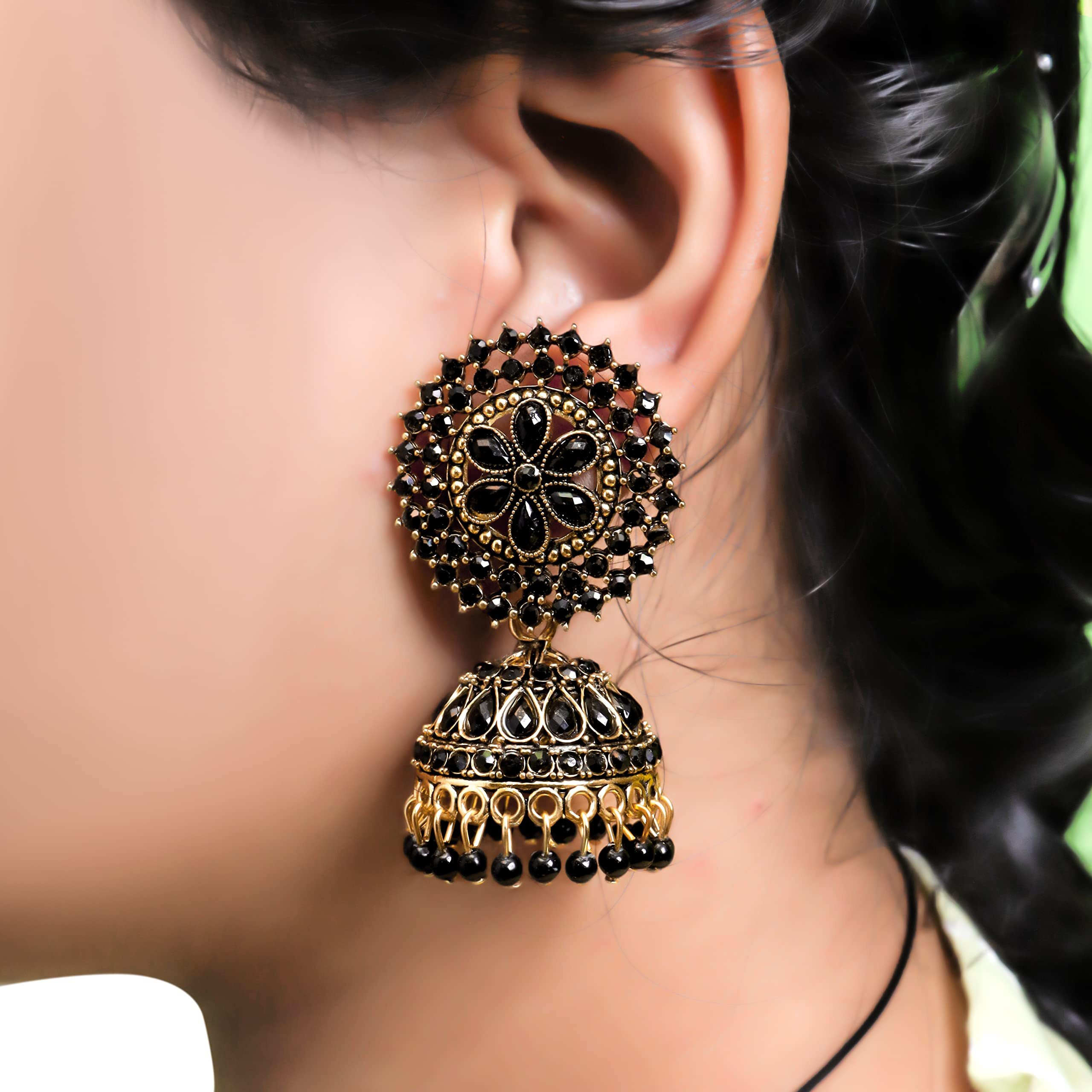 Fashion Frill Tantalizing Cz & Pearl Gold Plated Jhumka Earrings For Girls Women Stylish Latest Fancy Earrings