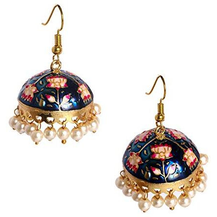 Adorn Combo Metal Gold Plated Light Weight Meenakari Jhumki Earring For Women