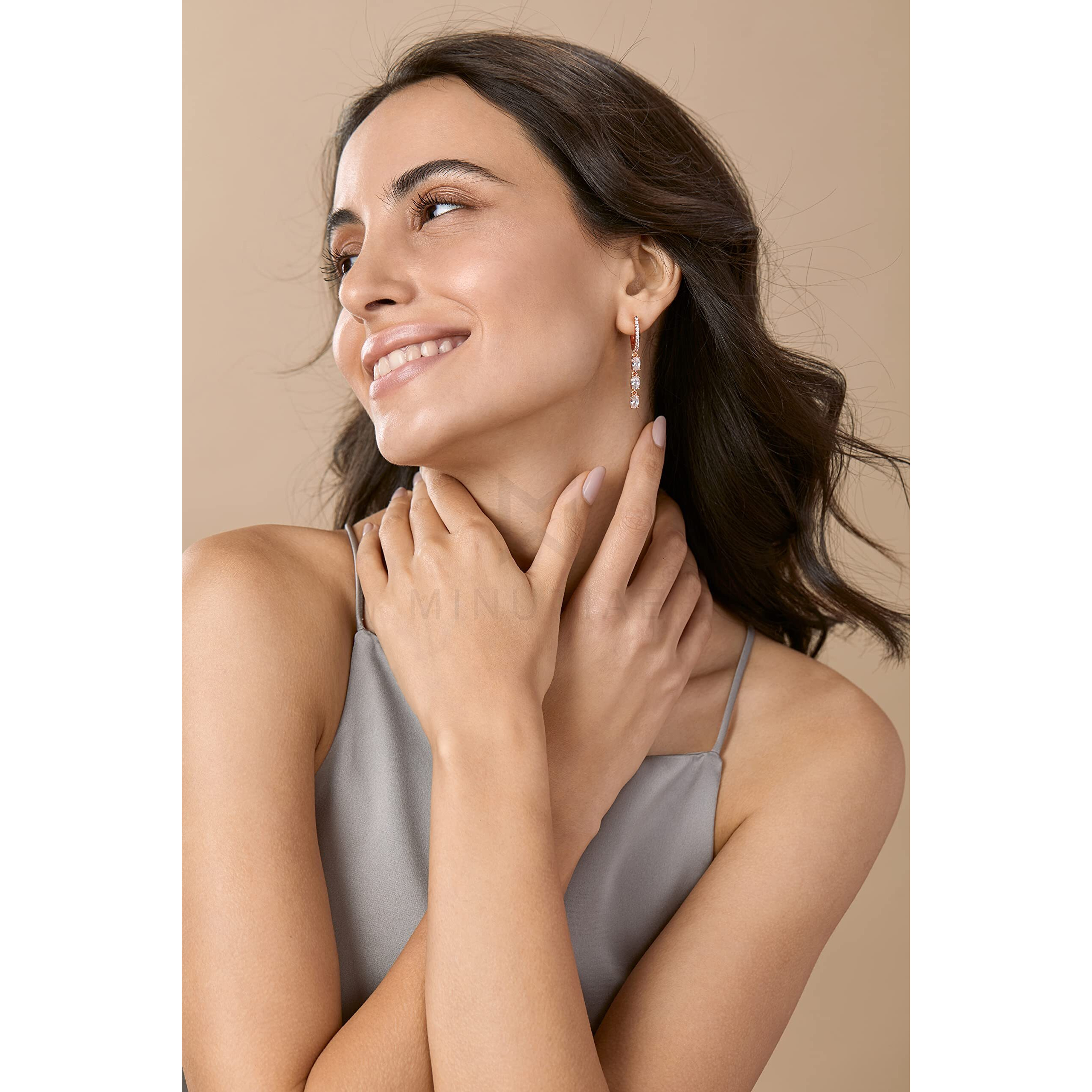 MINUTIAE Earrings With White Solitaire Swarovski Crystal Diamond Stylish Fashion Jewellery For Womens And Girls