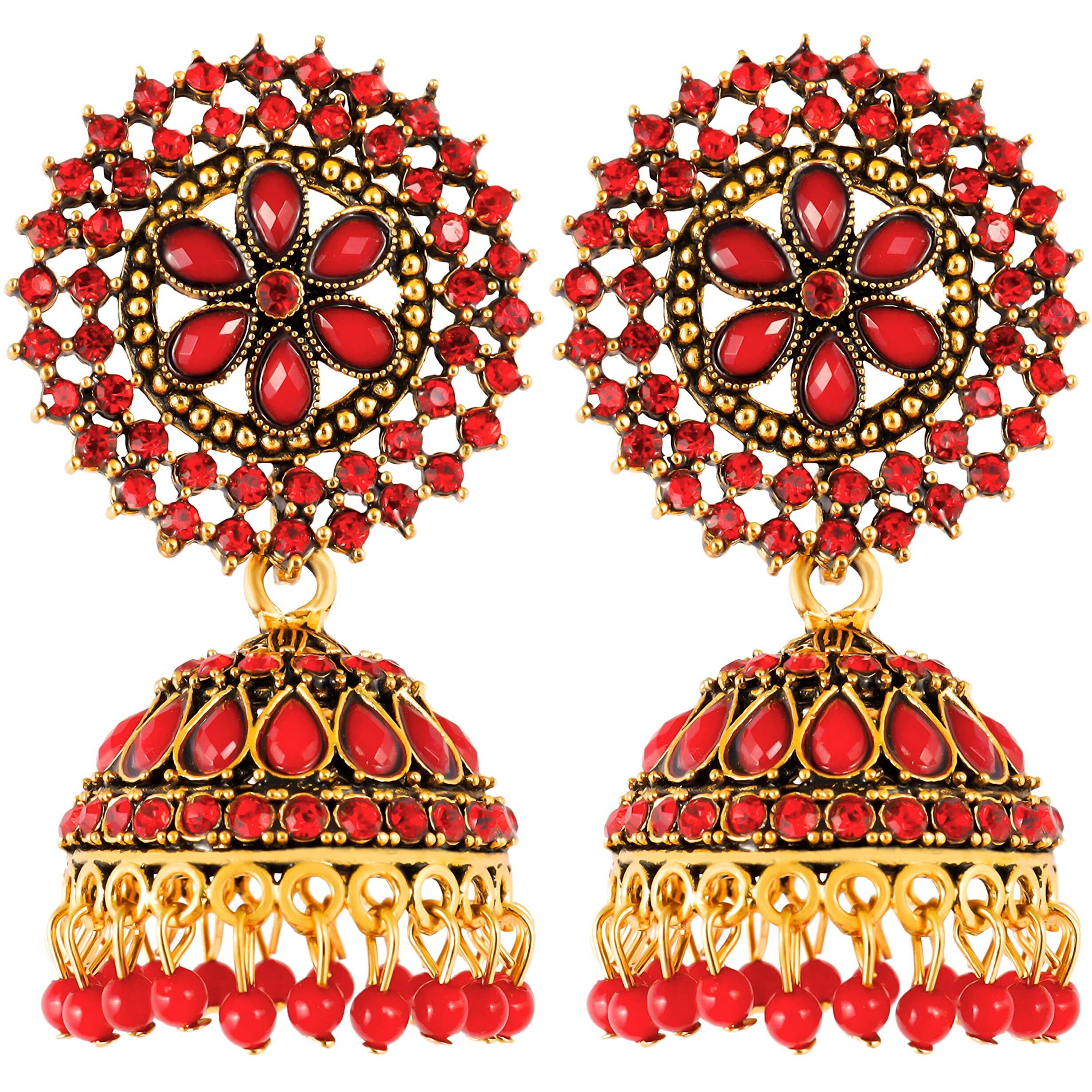 Fashion Frill Dazzling Cz & Pearl Gold Plated Jhumka Earrings For Girls Women Stylish Latest Fancy Earrings