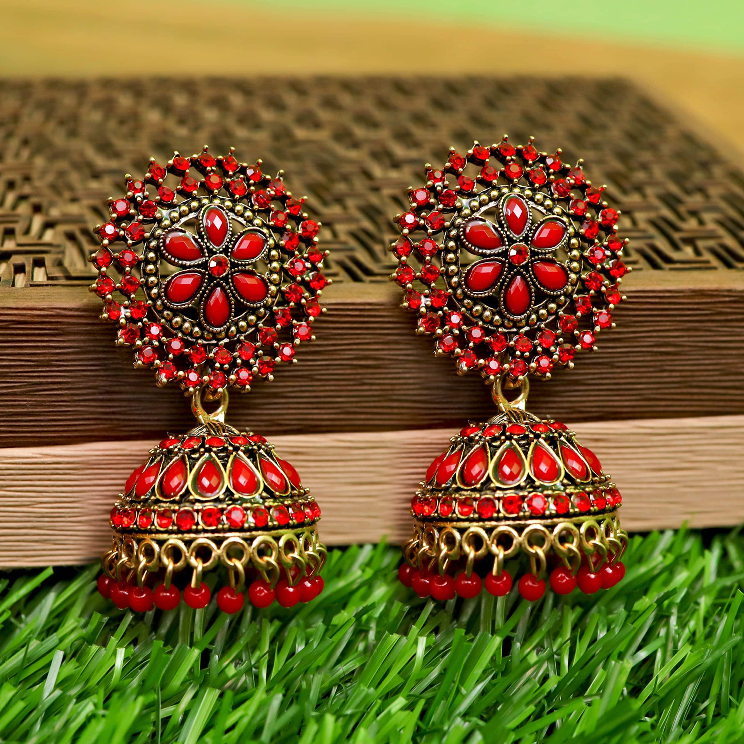 Fashion Frill Dazzling Cz & Pearl Gold Plated Jhumka Earrings For Girls Women Stylish Latest Fancy Earrings