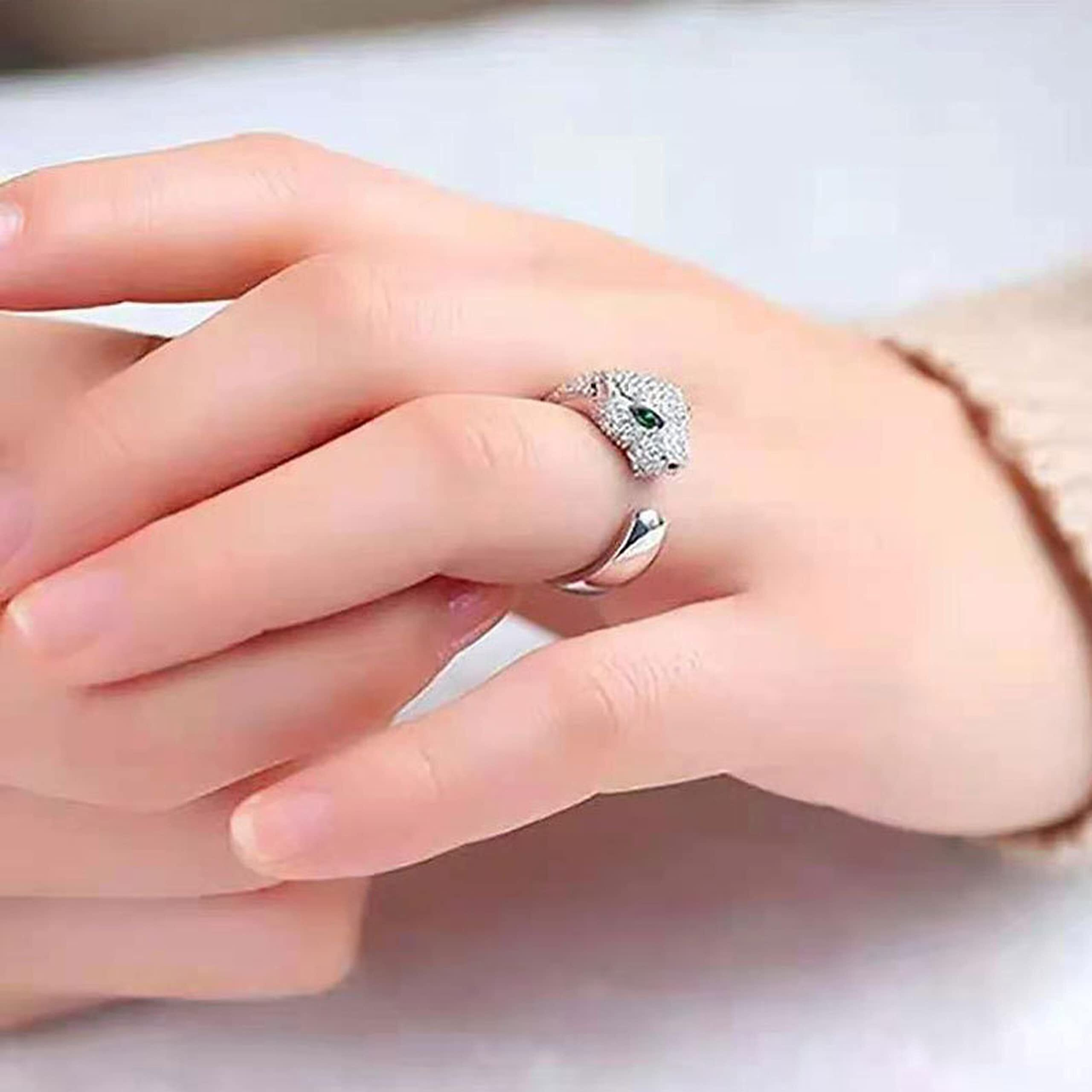 Fashion Frill AD Studded Ring For Women Leopard Designs Silver Stunning Adjustable Ring For Women Girls Valentine Gift For Wife Girlfriend Fashion Jewellery Ring