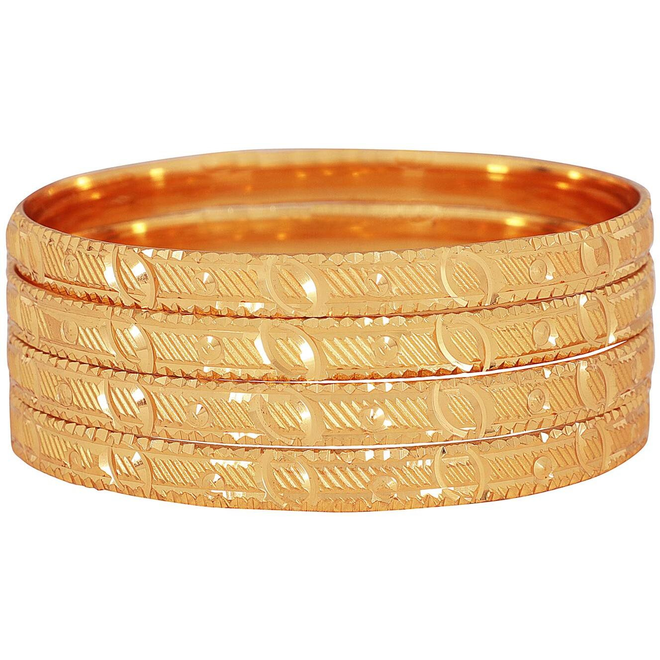 Shining Diva Fashion Set of 4 Latest Traditional Design One Gram Gold Plated Bracelet Bangle for Women and Girls (Design2) (11725b_2.6)