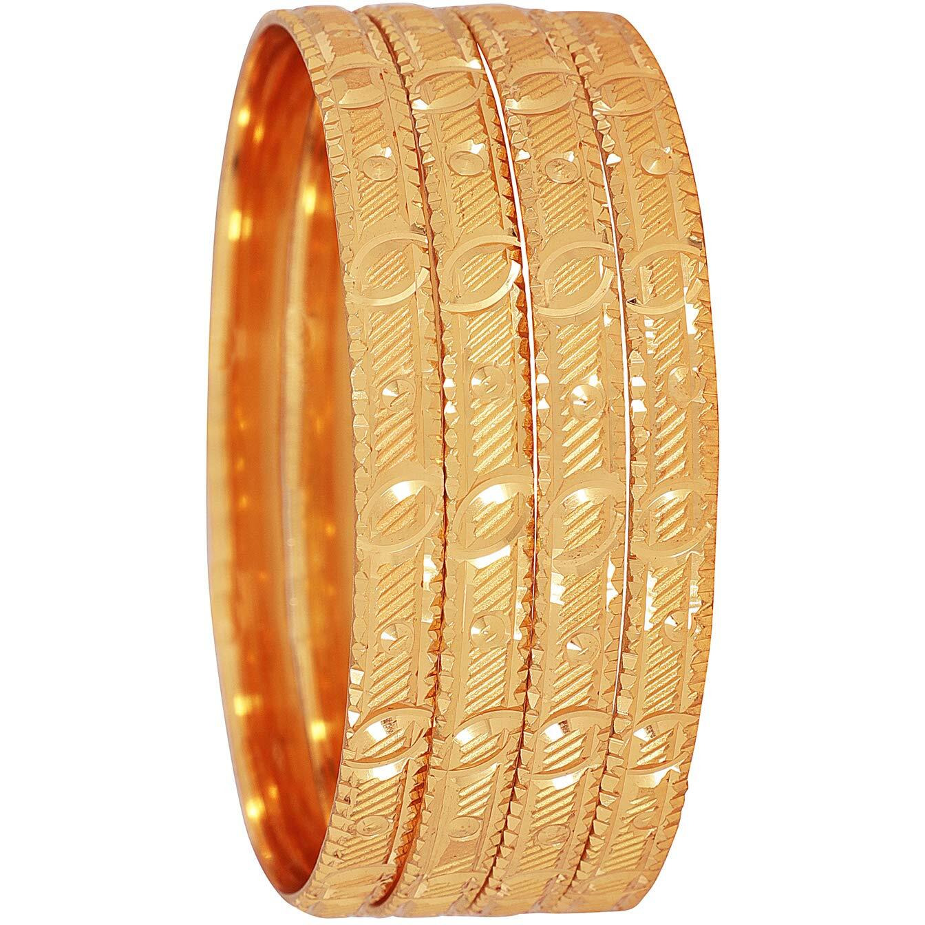 Shining Diva Fashion Set of 4 Latest Traditional Design One Gram Gold Plated Bracelet Bangle for Women and Girls (Design2) (11725b_2.6)