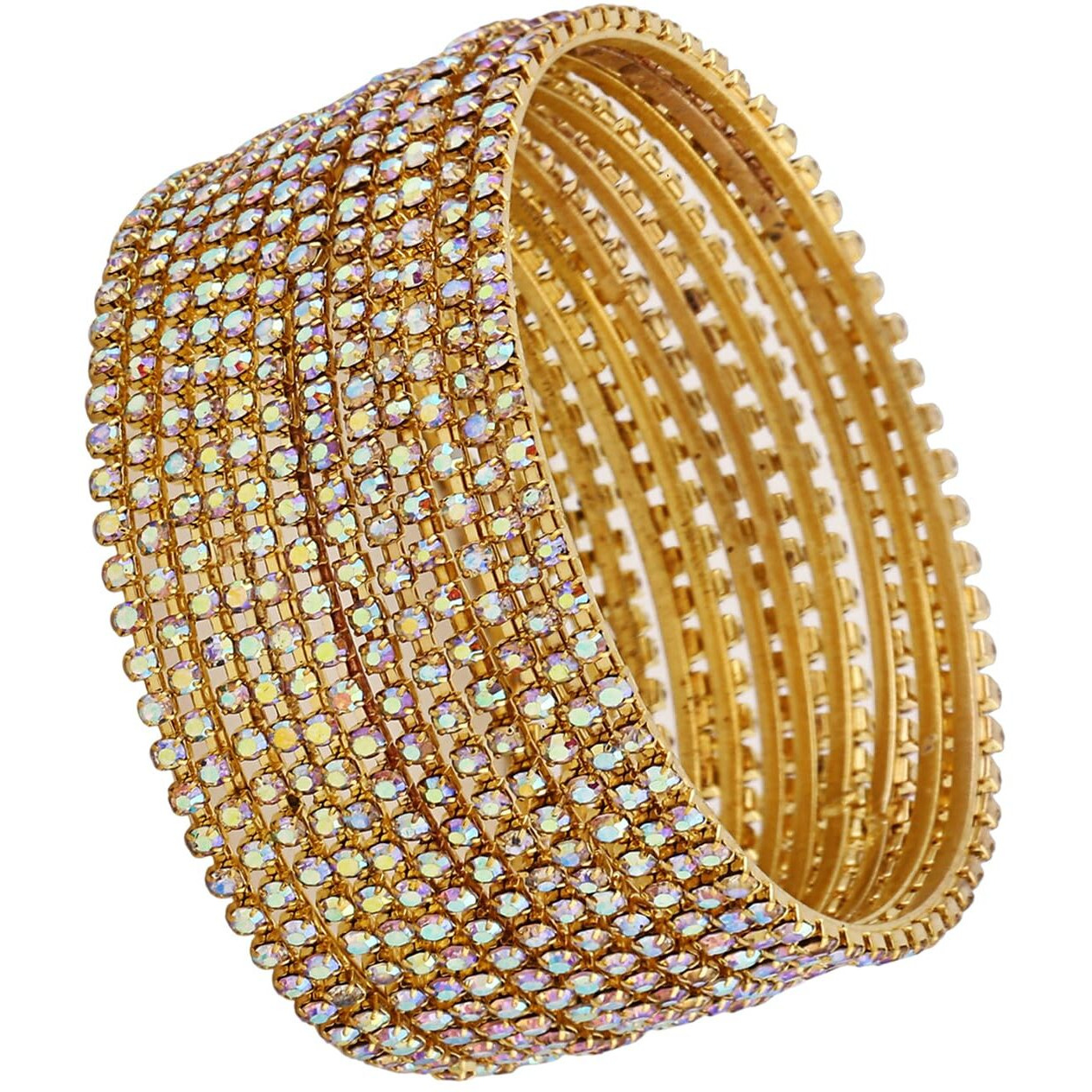 Shining Diva Fashion Set Of 12 Latest Traditional Design Gold Plated Bangle for Women (15481b_2.8) (Rainbow White)