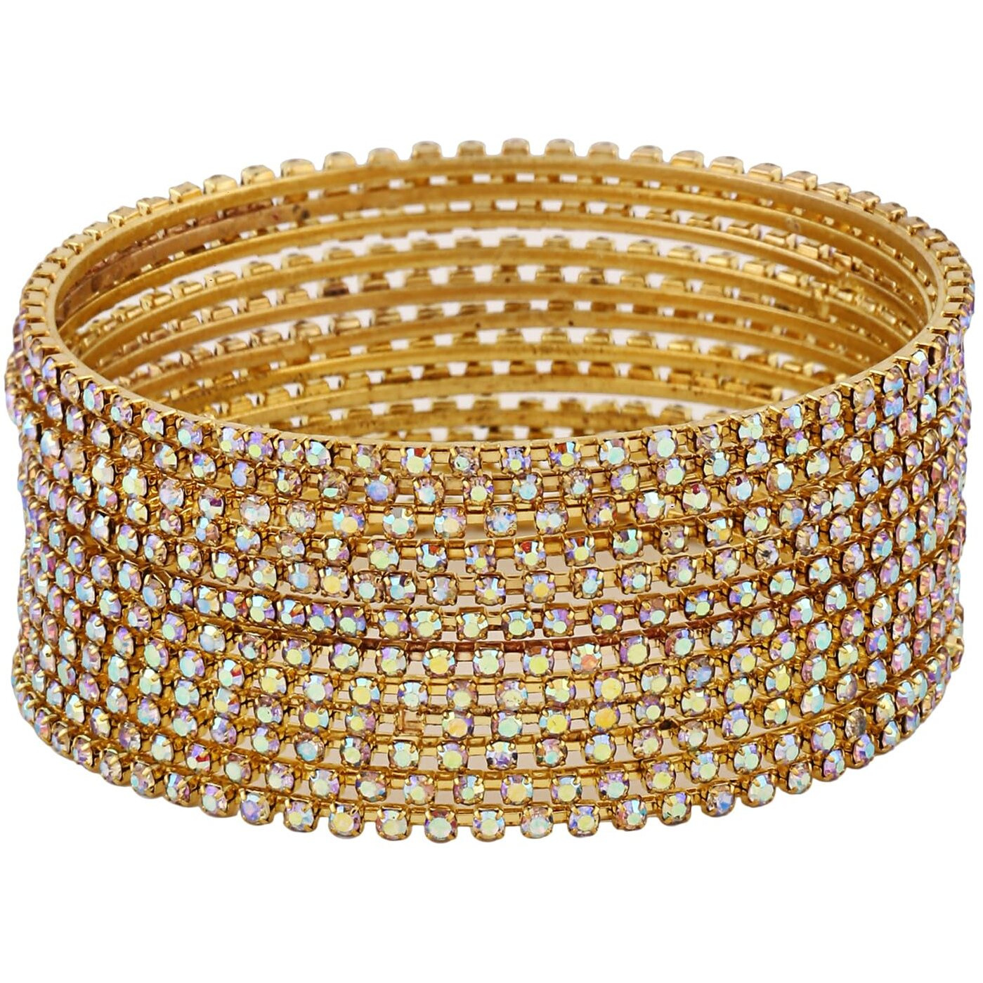 Shining Diva Fashion Set Of 12 Latest Traditional Design Gold Plated Bangle for Women (15481b_2.8) (Rainbow White)