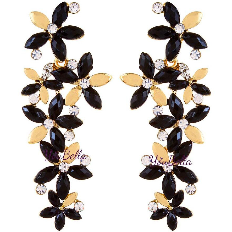 YouBella Jewellery Valentine Gifts Designer Hanging Earrings for Girls and Women (Golden-Black)
