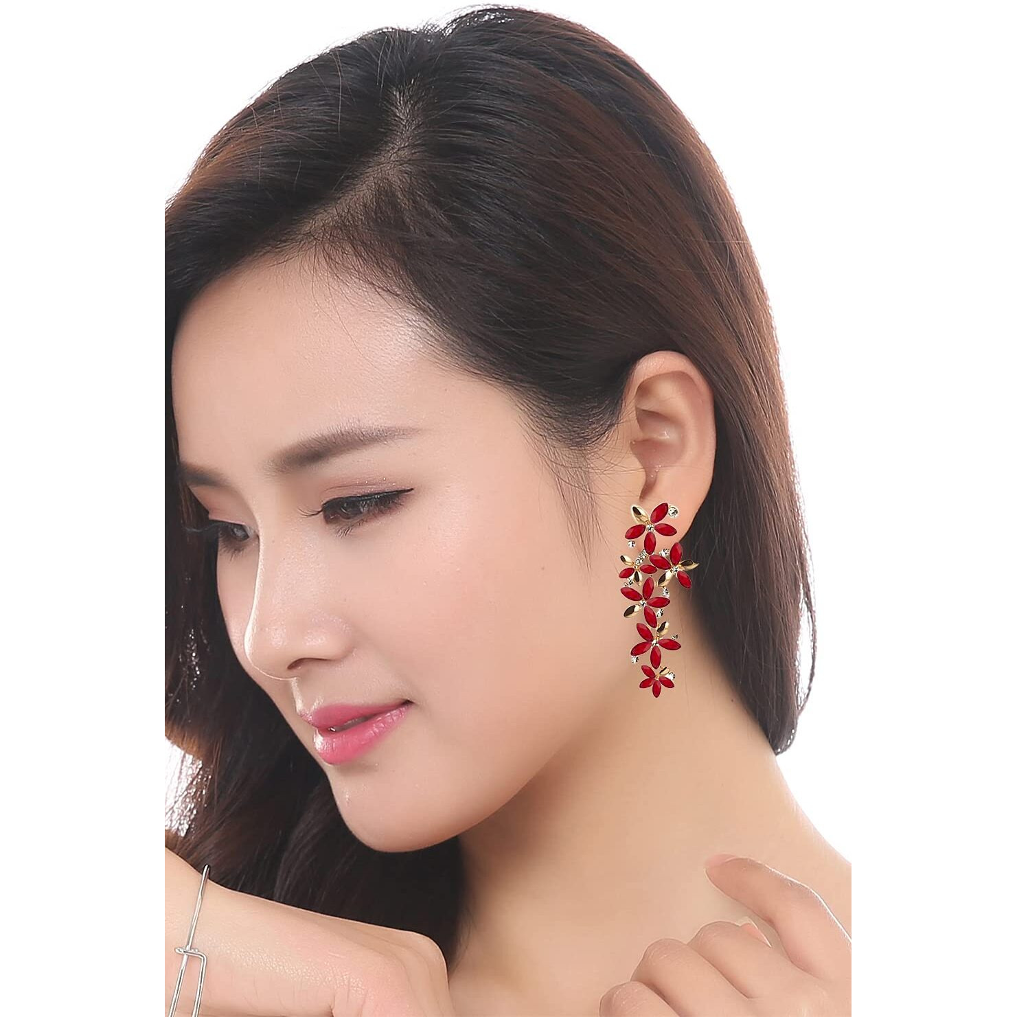 YouBella Jewellery Designer Hanging Earrings for Girls and Women (Red)