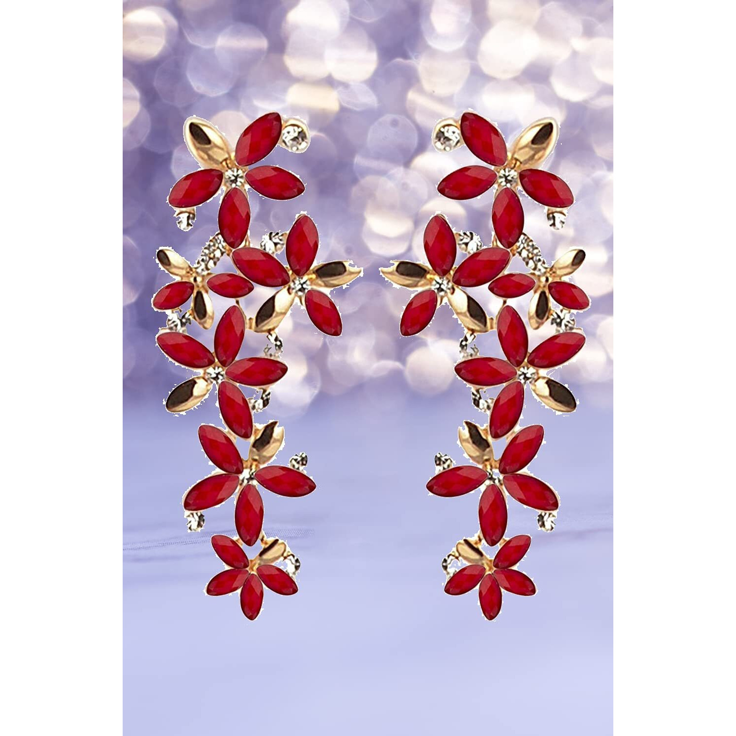YouBella Jewellery Designer Hanging Earrings for Girls and Women (Red)