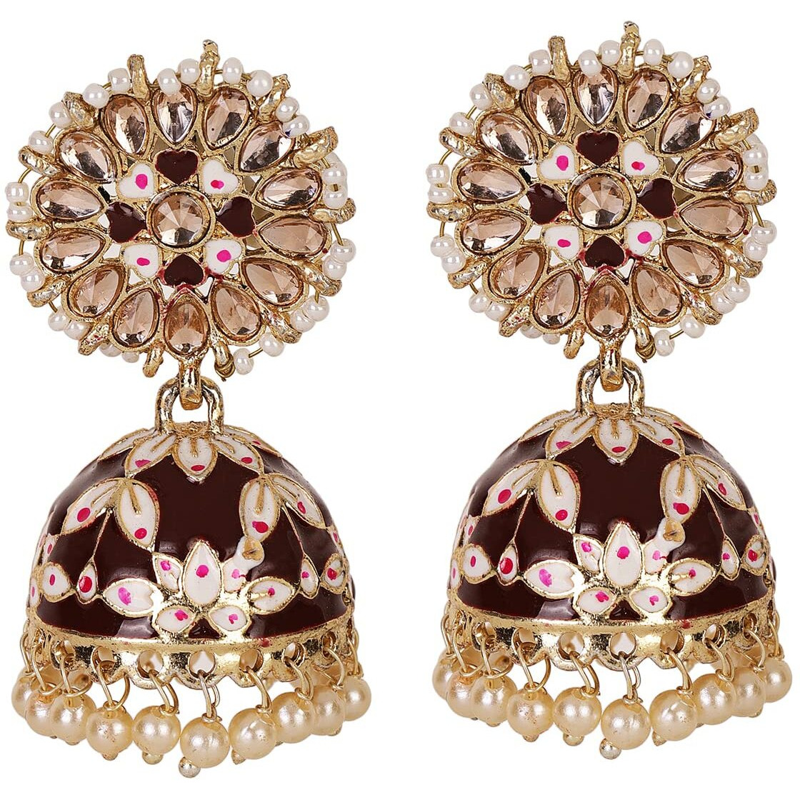 Shining Diva Fashion Latest Stylish Traditional Gold Plated Jhumki Earrings for Women & Girls (13610er), One Size
