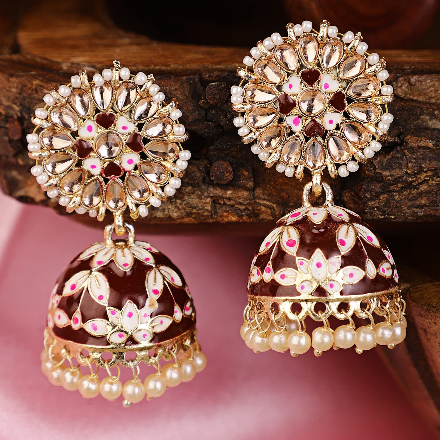 Shining Diva Fashion Latest Stylish Traditional Gold Plated Jhumki Earrings for Women & Girls (13610er), One Size