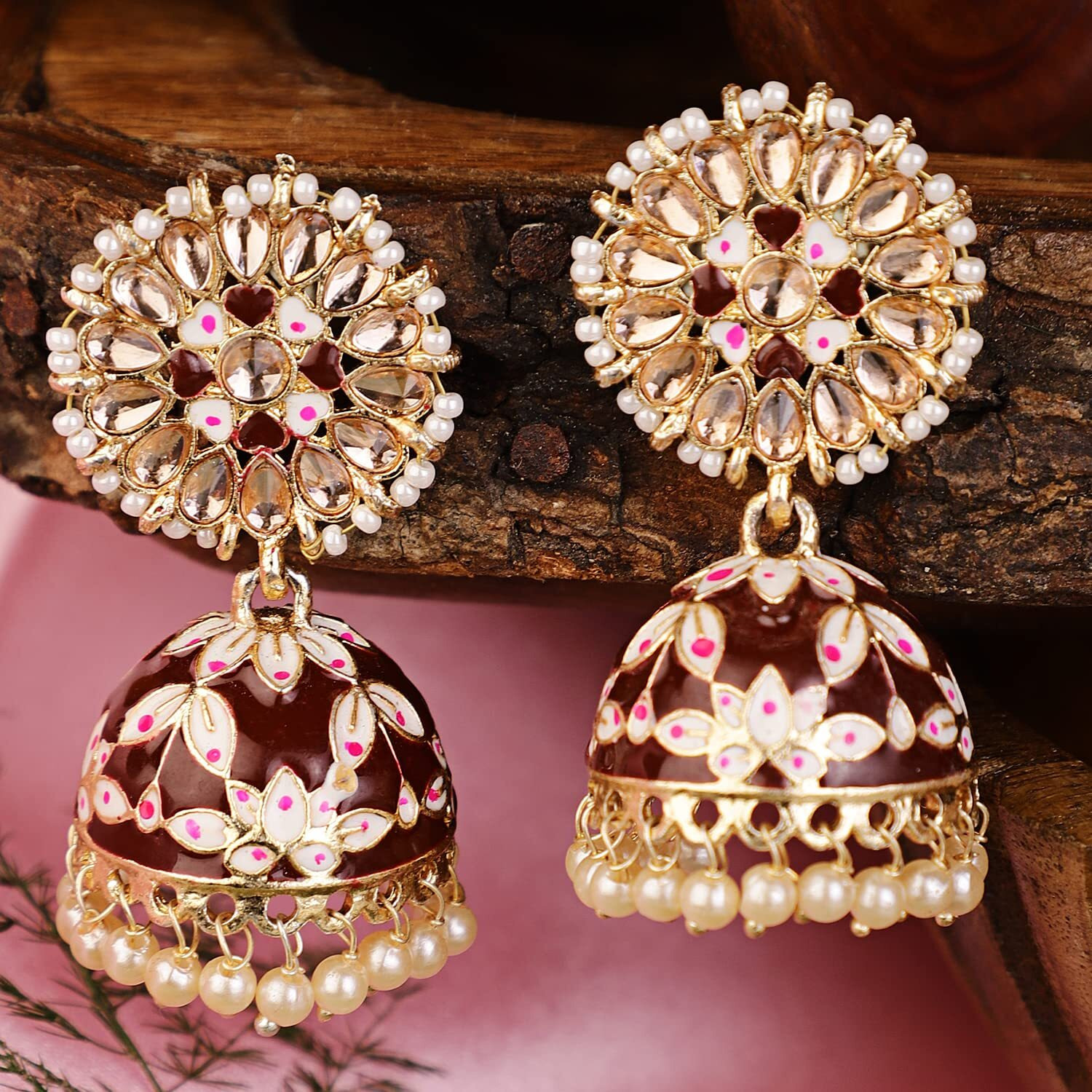 Shining Diva Fashion Latest Stylish Traditional Gold Plated Jhumki Earrings for Women & Girls (13610er), One Size