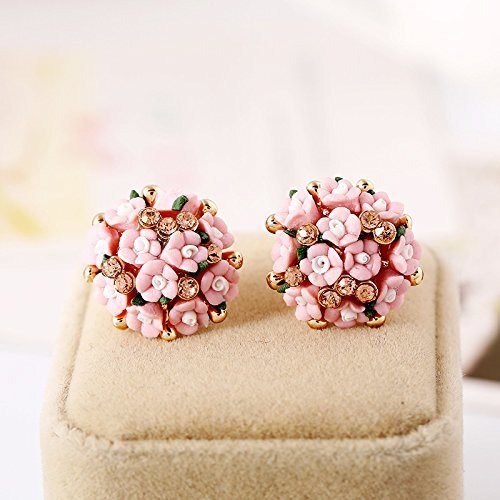 Shining Diva Fashion Pink Floral Gold Plated Stud Earrings For Womens (9174Er)