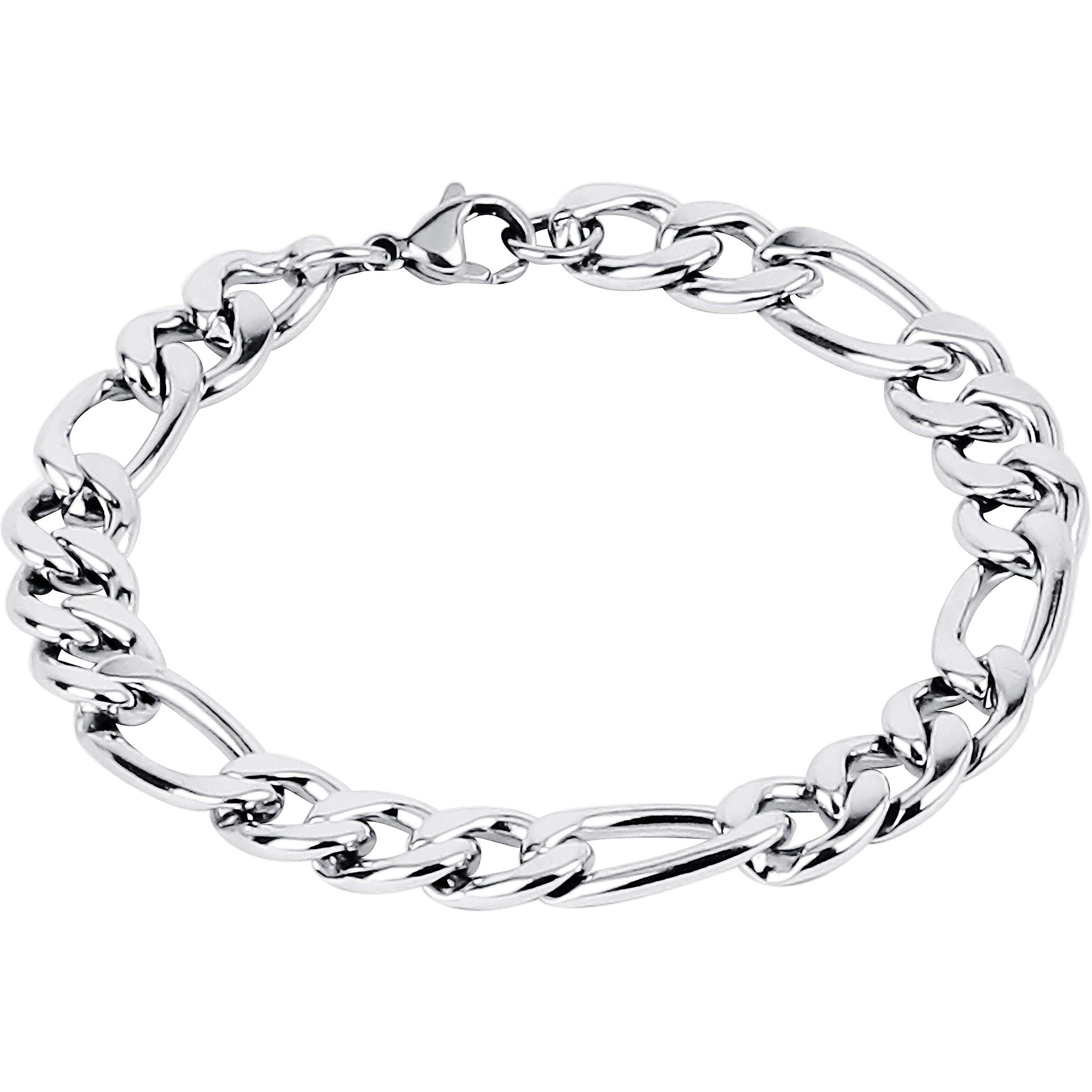 Fashion Frill Exclusive Silver Plated Stainless Steel Chain Style Silver Bracelet For Men Boys Mens Bracelets 8.5 Inches