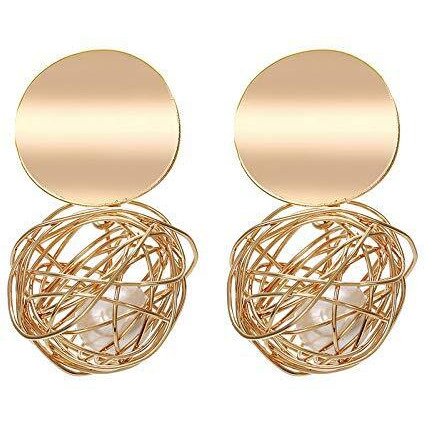 Jewels Galaxy Womens/Girls Gold Plated Copper Drop Earrings Jewellery (Golden, CT-ERG-45064)