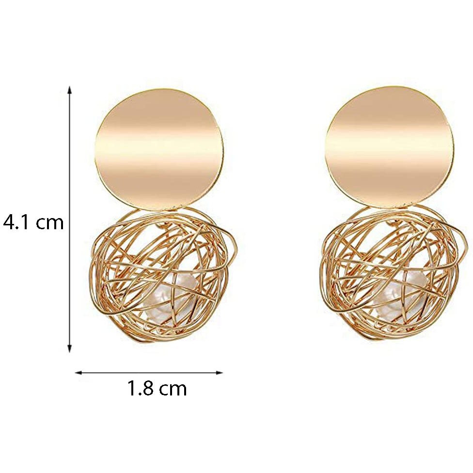 Jewels Galaxy Womens/Girls Gold Plated Copper Drop Earrings Jewellery (Golden, CT-ERG-45064)