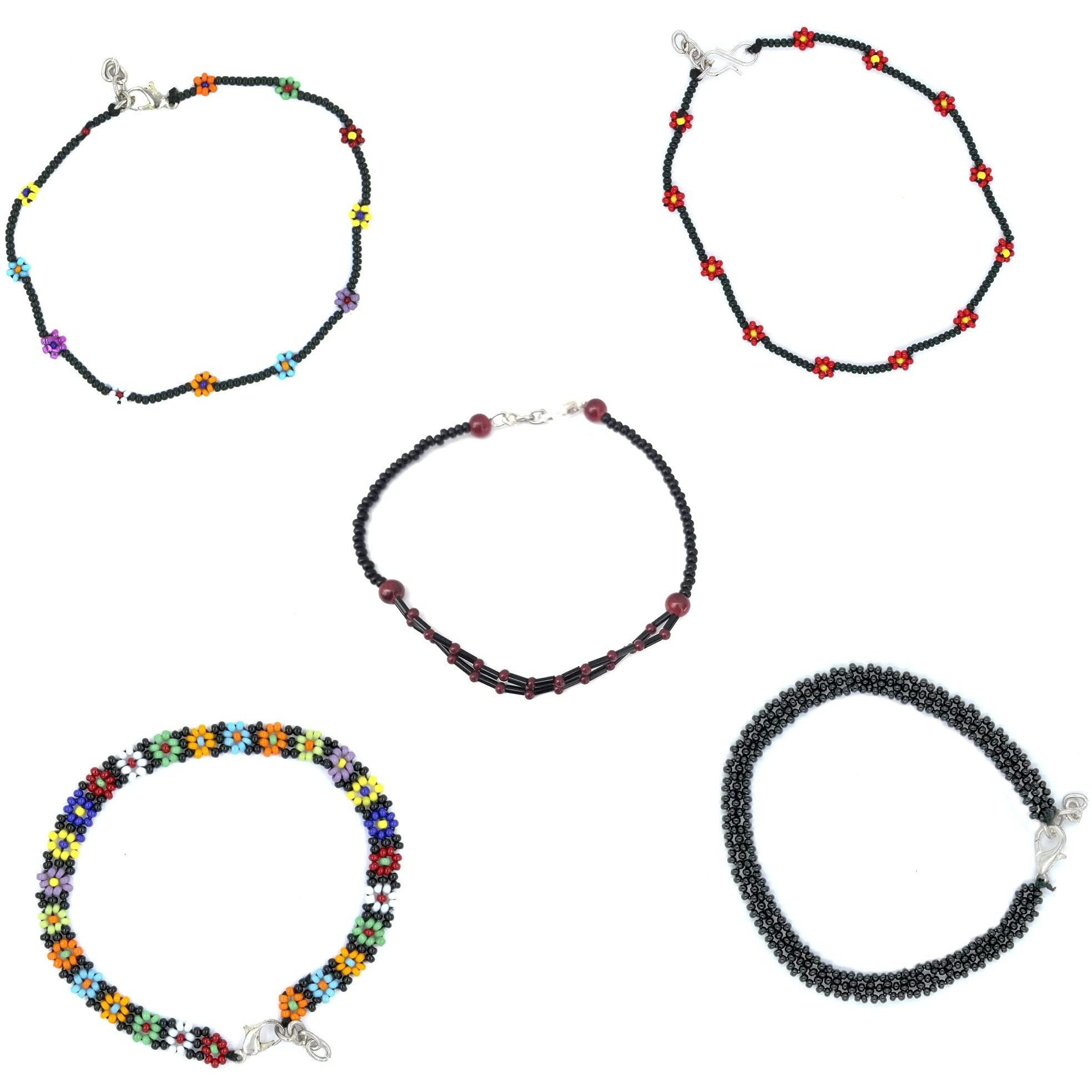 Prapti Handicrafts Beads Anklets Barefoot Jewelry/Foot Wear Payal for Women/Girls (Pack of 1) (multi combo 5)