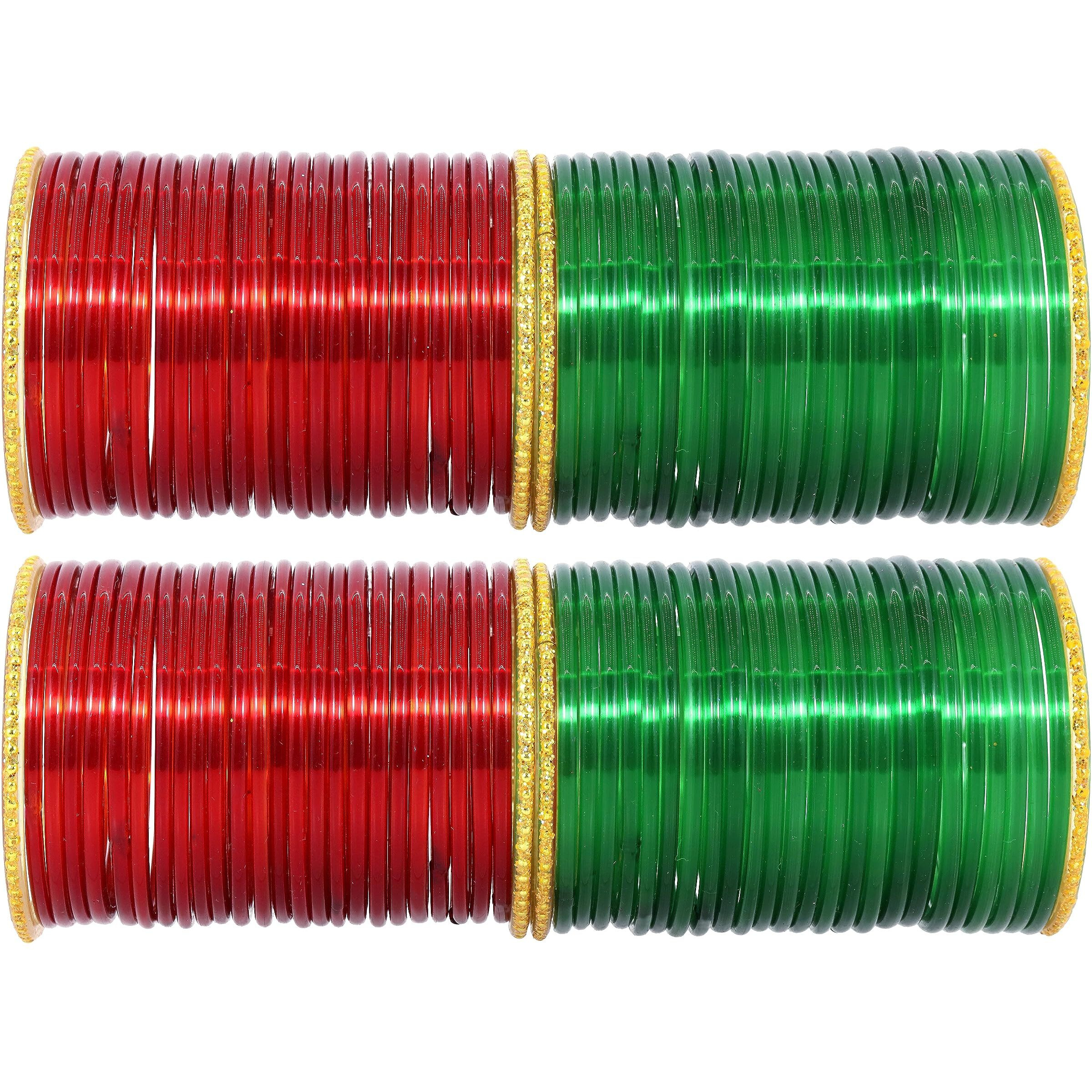 NMII Glass Plain Simple Design Bangles For Women and Girls | Stylish Design Glass Bangles | Womens Fancy Bangles Bracelet, (FF180-Multicolour-2.8 Inches), Pack Of 104 Bangle Set