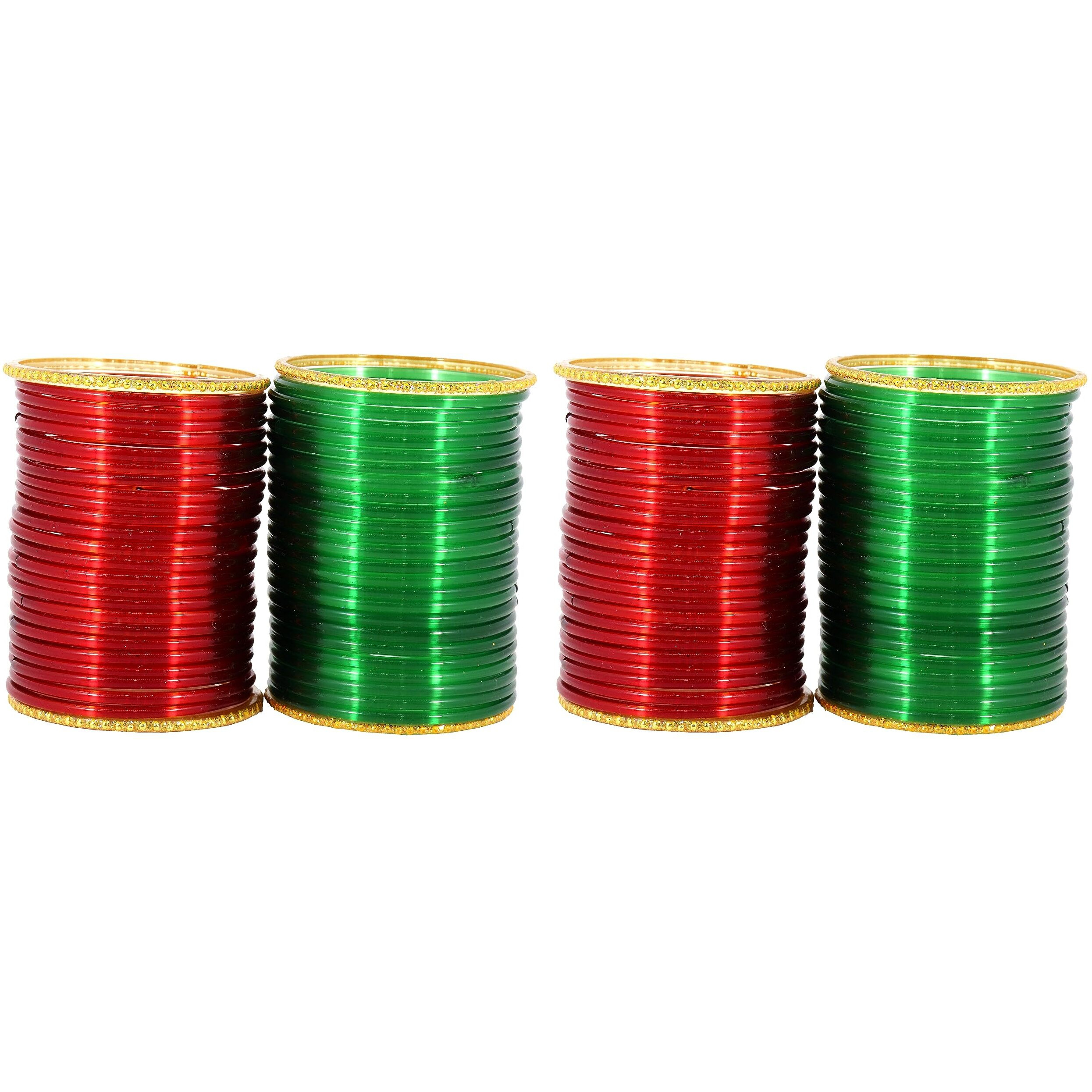 NMII Glass Plain Simple Design Bangles For Women and Girls | Stylish Design Glass Bangles | Womens Fancy Bangles Bracelet, (FF180-Multicolour-2.8 Inches), Pack Of 104 Bangle Set