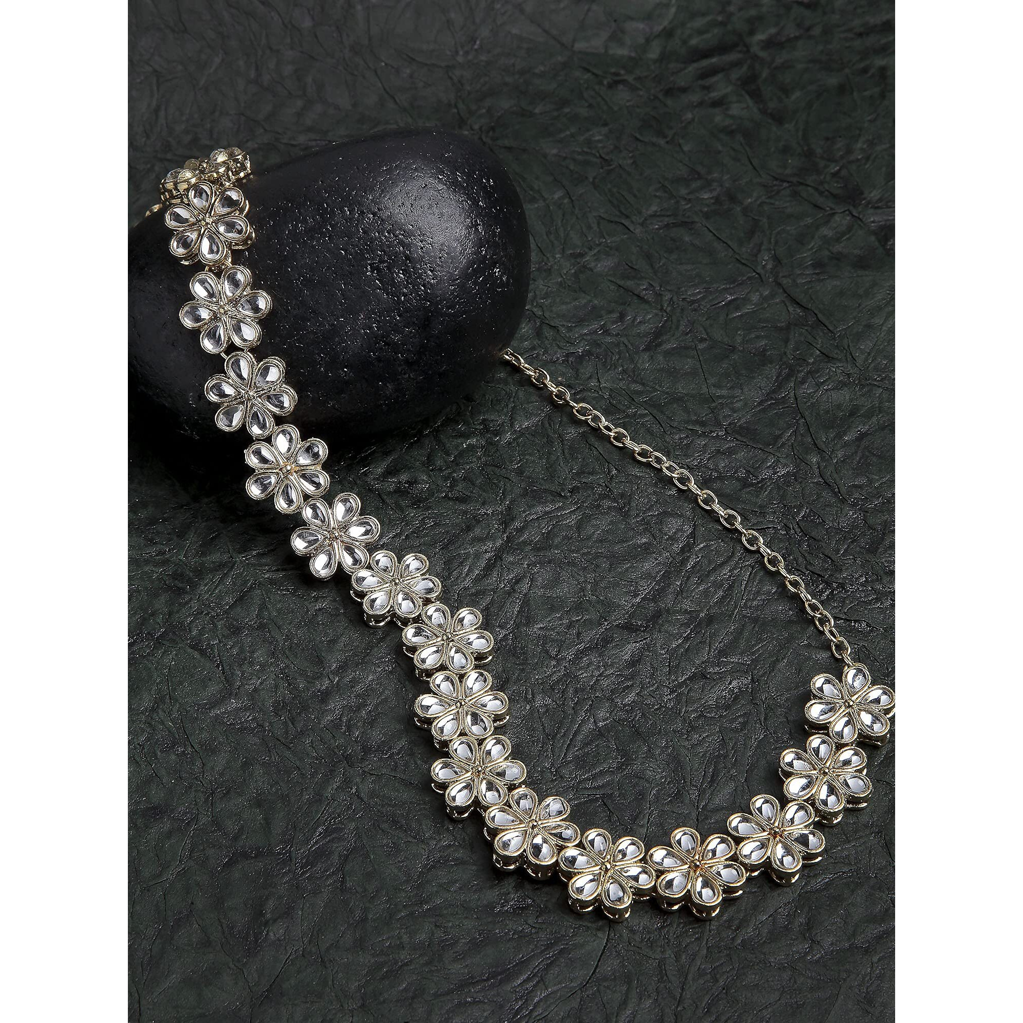 Karatcart Gold Plated Floral Metal Chain Hairband for Women