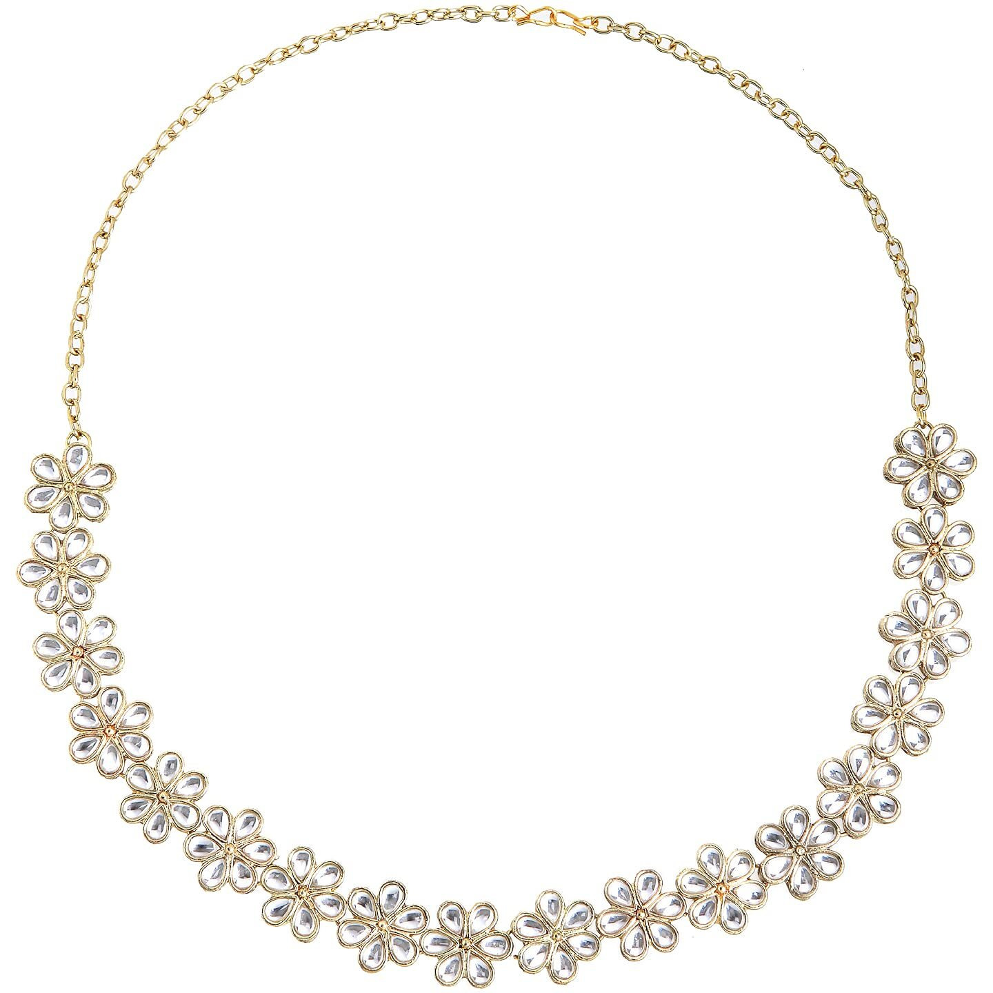 Karatcart Gold Plated Floral Metal Chain Hairband for Women