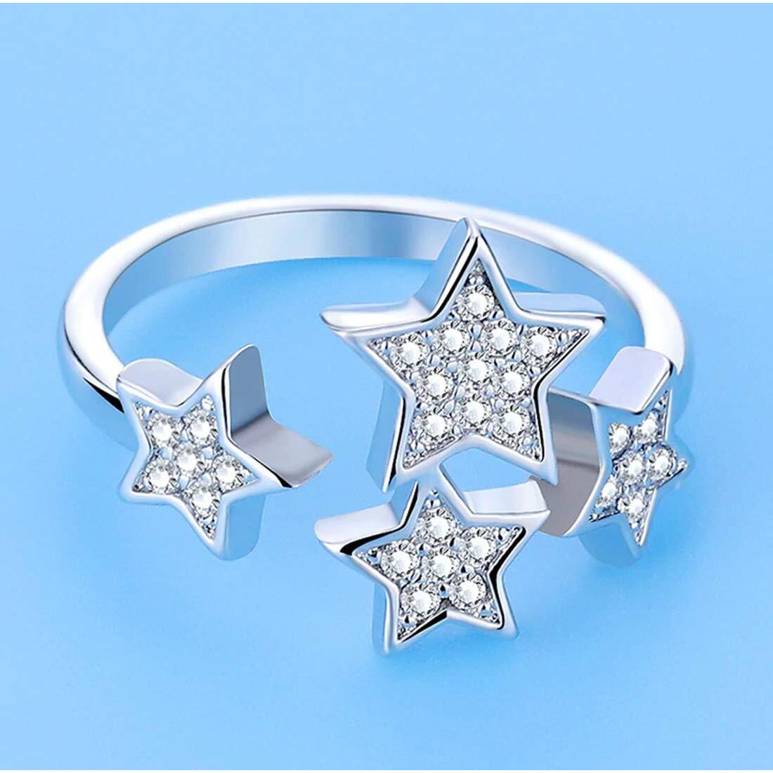 Jewels Galaxy Stylish Crystal Silver Plated Sparkling Rings For Women/Girls (Style 20) (SMNJG-RNGD-5191)