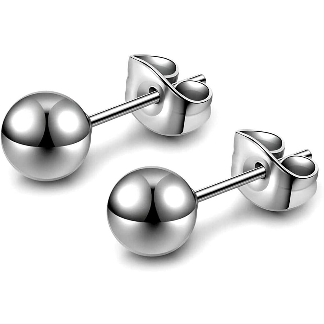 HIGHSPARK 925 Silver Ball Earrings | 92.5 Sterling Silver Plain Ball Stud Earrings for Women Men Boys & Girls | Silver 5mm