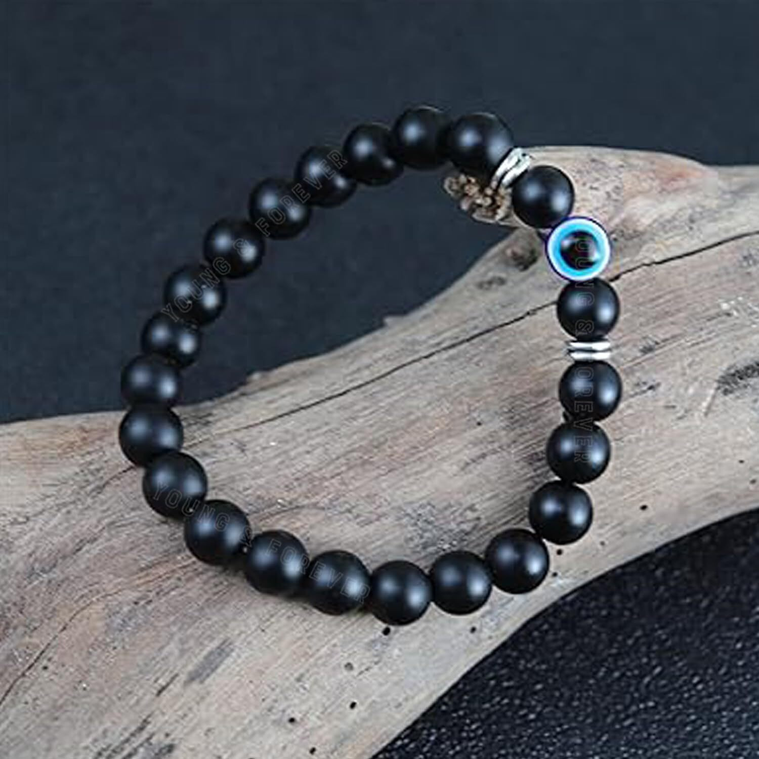 Young & Forever Evil Eye Original Black Tourmaline Beads Nazariya Triple Protection Bead Women Bracelet for Men Nazar Hand Bracelets Accessories Woman Girls