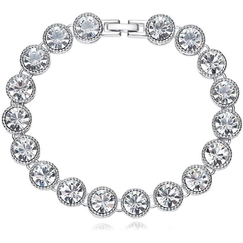 Shining Diva Fashion Latest Stylish Platinum Plated Crystal Gift Bracelet for Women and Girls (14609b)
