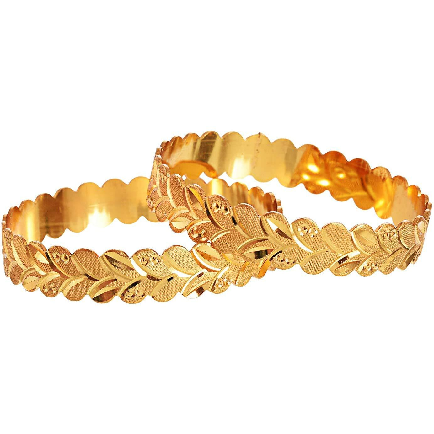Handicraft Kottage Womens Gold Plated Traditional Designer Plain Bangles Kada For Women (HK-2020-Goldbangle-2) (2.8)