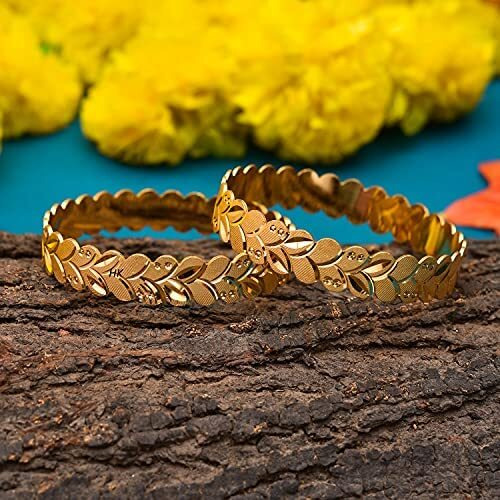 Handicraft Kottage Womens Gold Plated Traditional Designer Plain Bangles Kada For Women (HK-2020-Goldbangle-2) (2.8)